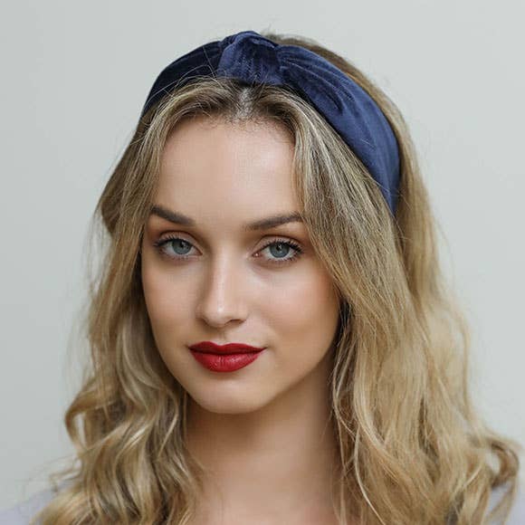 Velvet Twist Knot Headband - Navy-Headband-Leto Accessories-The Lovely Closet, Women's Fashion Boutique in Alexandria, KY
