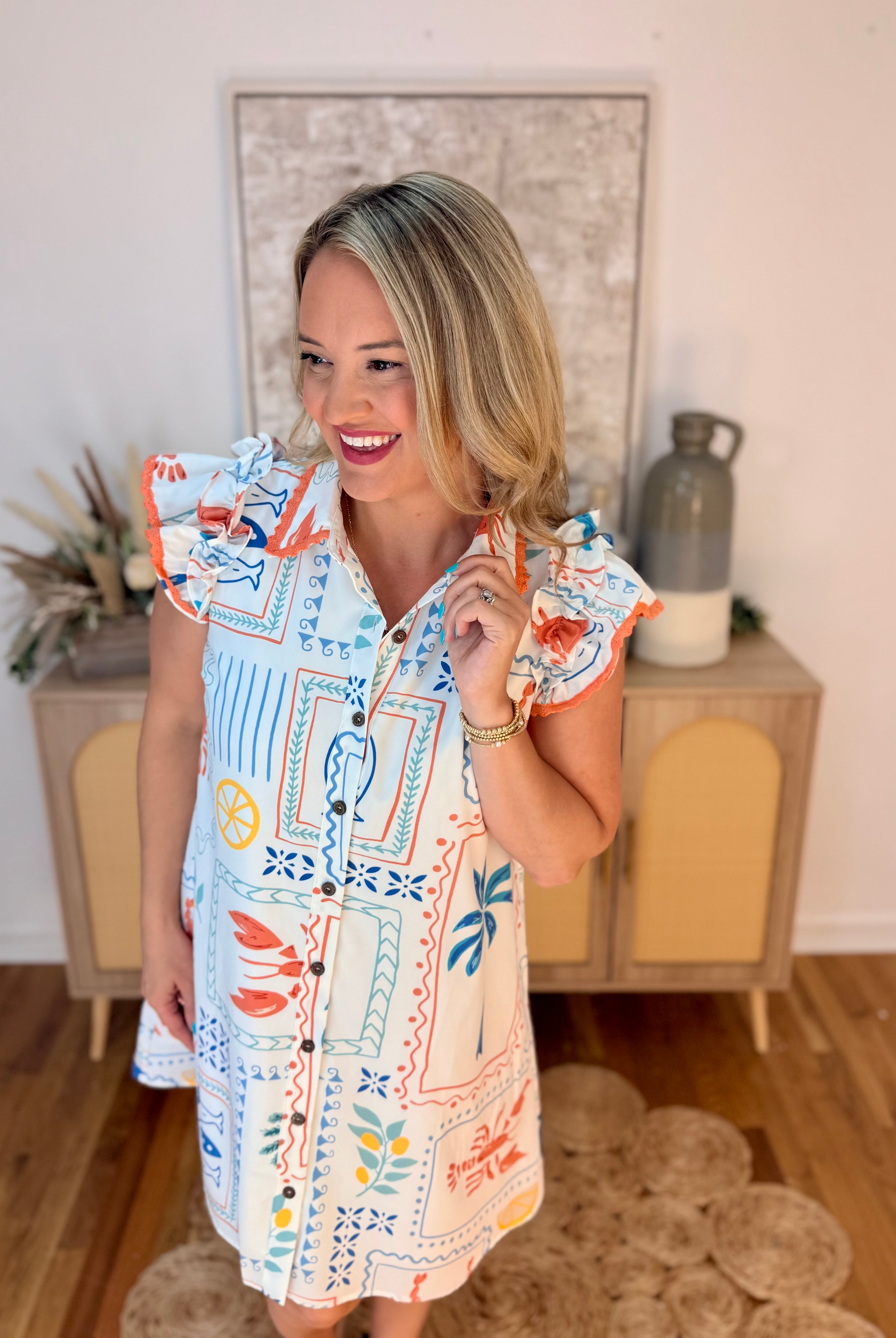Coastal Motif Dress-180 Dresses-Anniewear-The Lovely Closet, Women's Fashion Boutique in Alexandria, KY