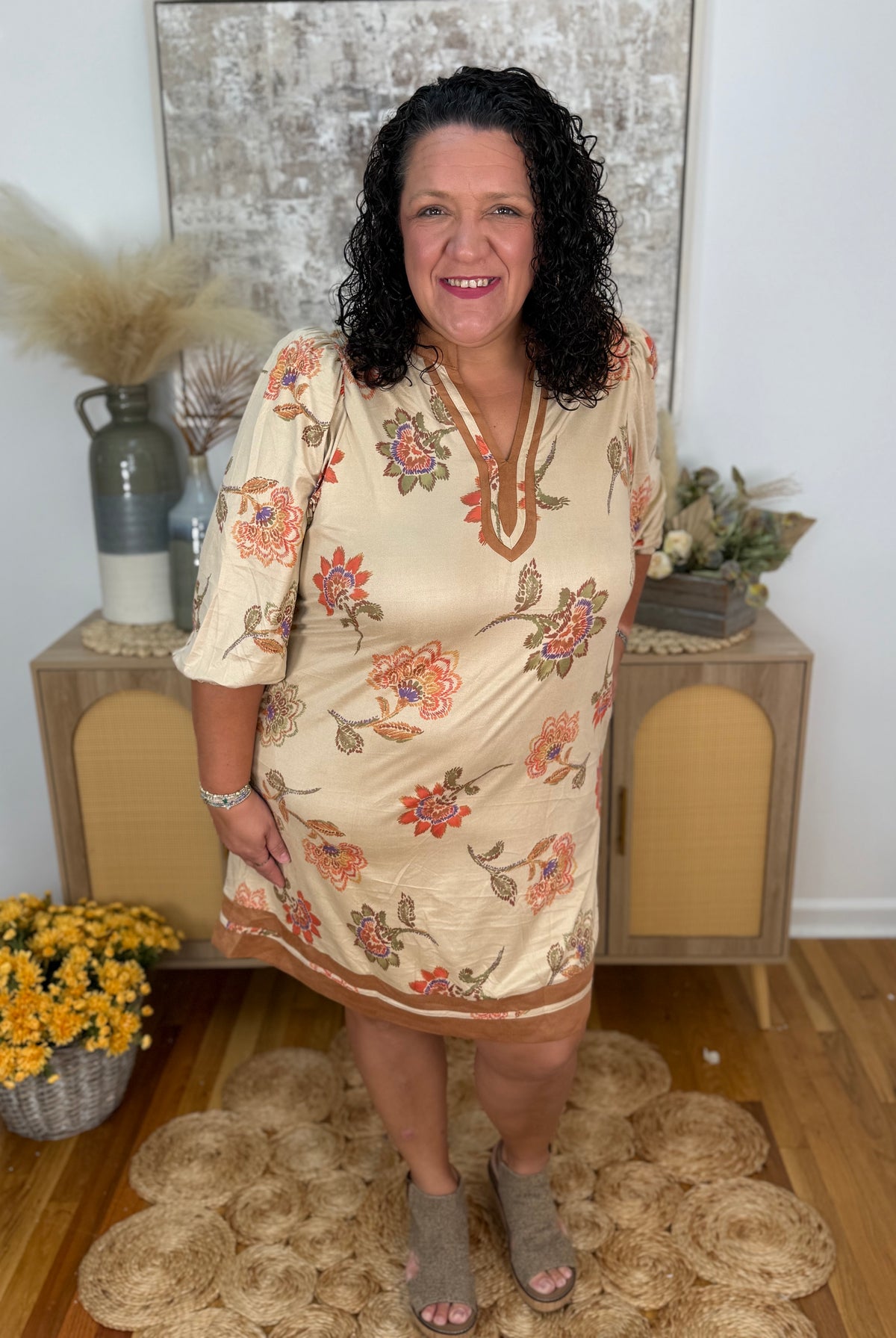 Tuscan Sky Dress - Sand-180 Dresses-easel-The Lovely Closet, Women's Fashion Boutique in Alexandria, KY