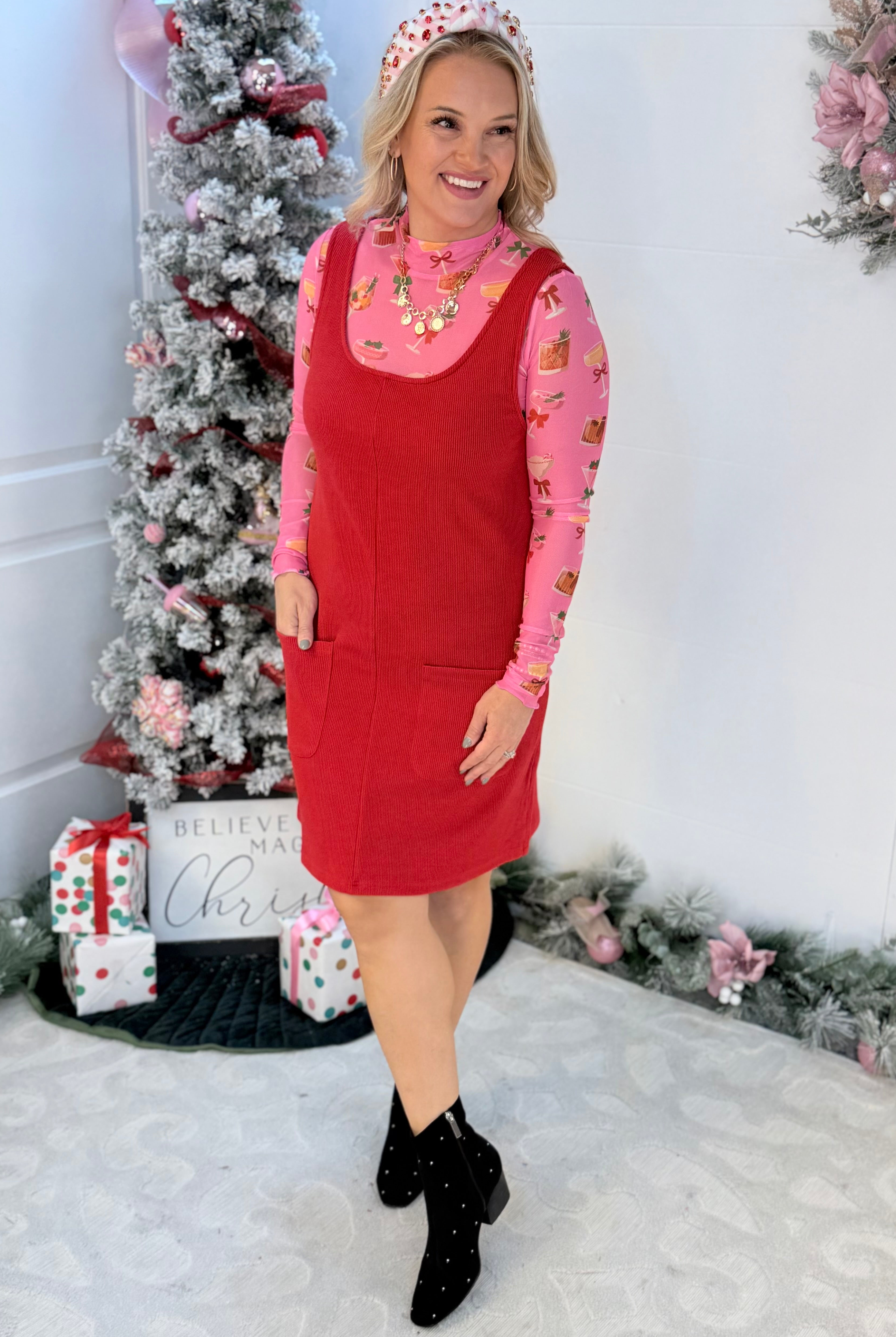 Jess Lea - Keigan Mesh Top - Holiday Drinks-110 Long Sleeve Top-Jess Lea-The Lovely Closet, Women's Fashion Boutique in Alexandria, KY