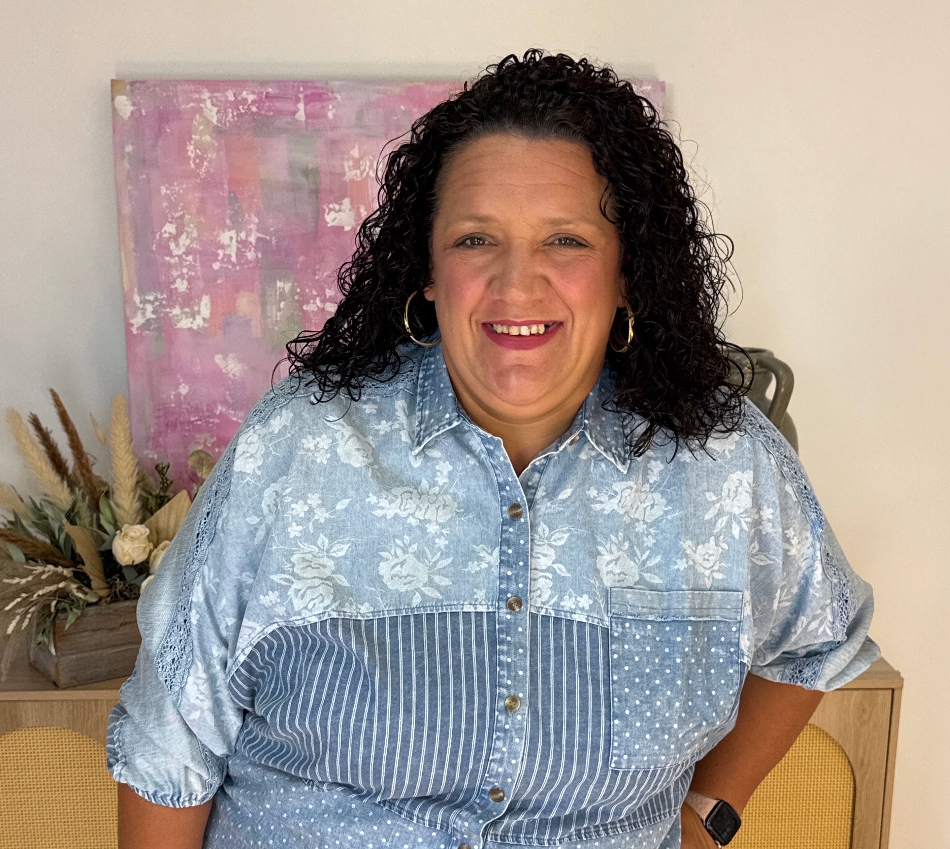 Running Late Chambray Denim Top-110 Long Sleeve Top-easel-The Lovely Closet, Women's Fashion Boutique in Alexandria, KY