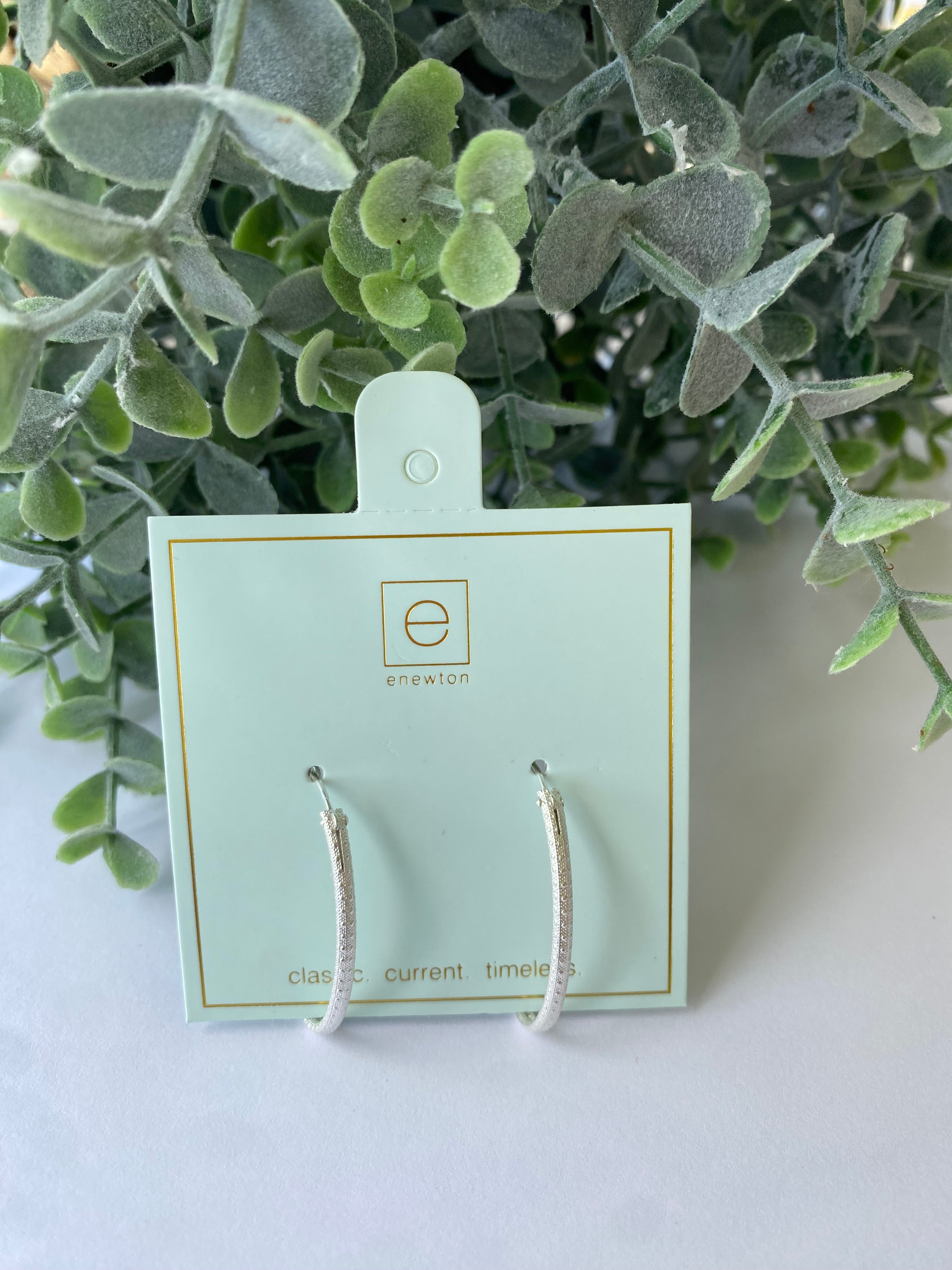 Oval Sterling 1" Hoop Textured Earring-260 eNewton-enewton-The Lovely Closet, Women's Fashion Boutique in Alexandria, KY