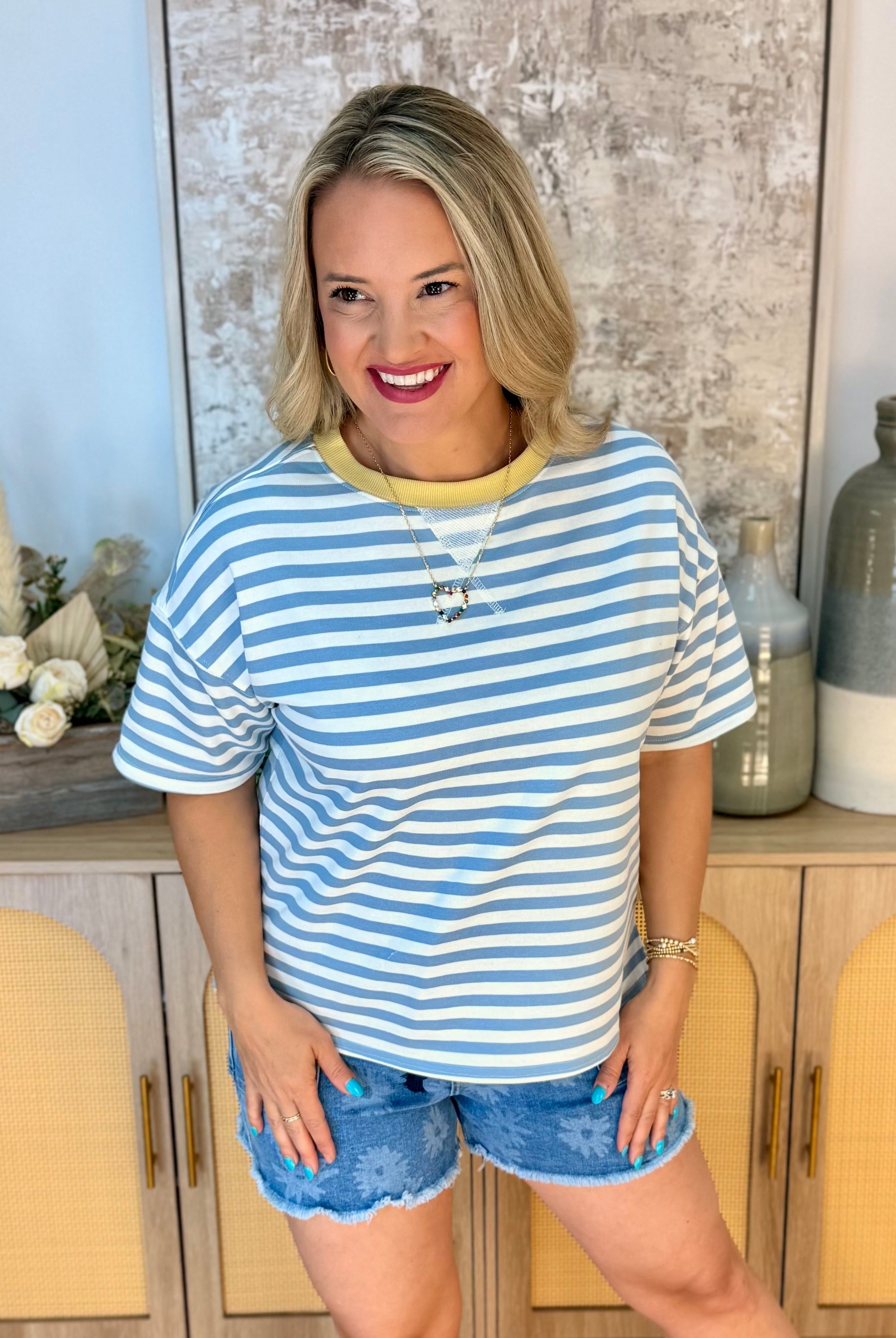 Sunshine Stripes Short Sleeve Top-The Lovely Closet-The Lovely Closet, Women's Fashion Boutique in Alexandria, KY