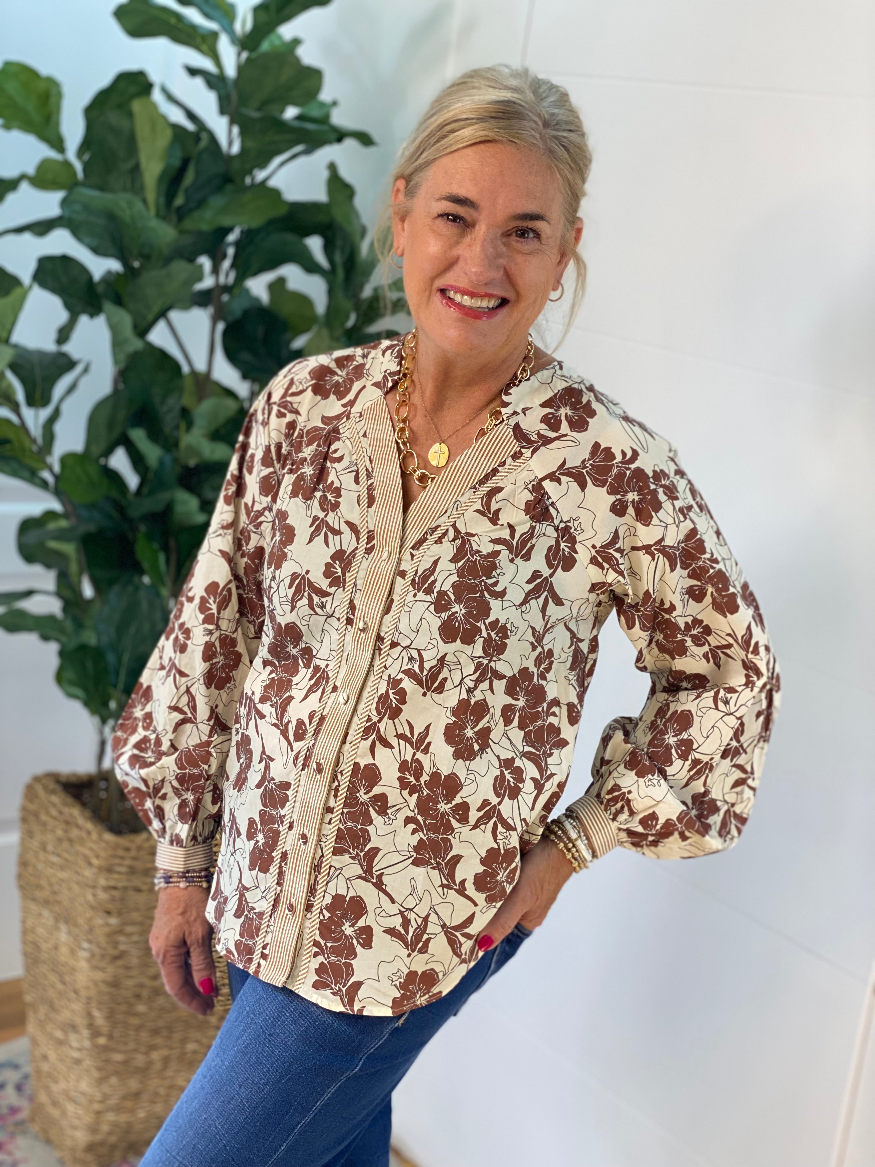 Golden Hour Long Sleeve Blouse-110 Long Sleeve Top-GIGIO-The Lovely Closet, Women's Fashion Boutique in Alexandria, KY