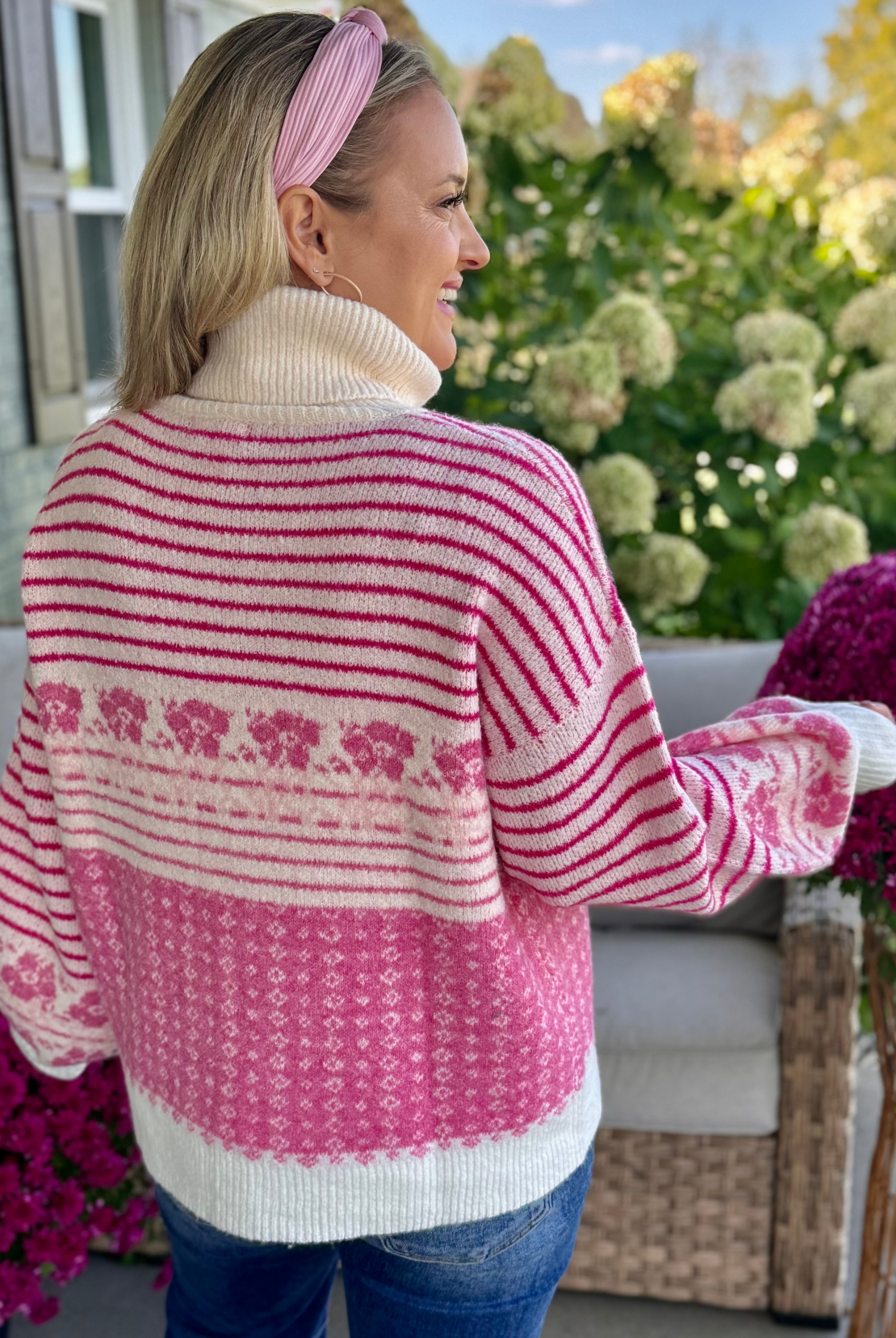 Pretty in Pink Cowl Neck Sweater-140 Sweaters-Donation Pink-The Lovely Closet, Women's Fashion Boutique in Alexandria, KY