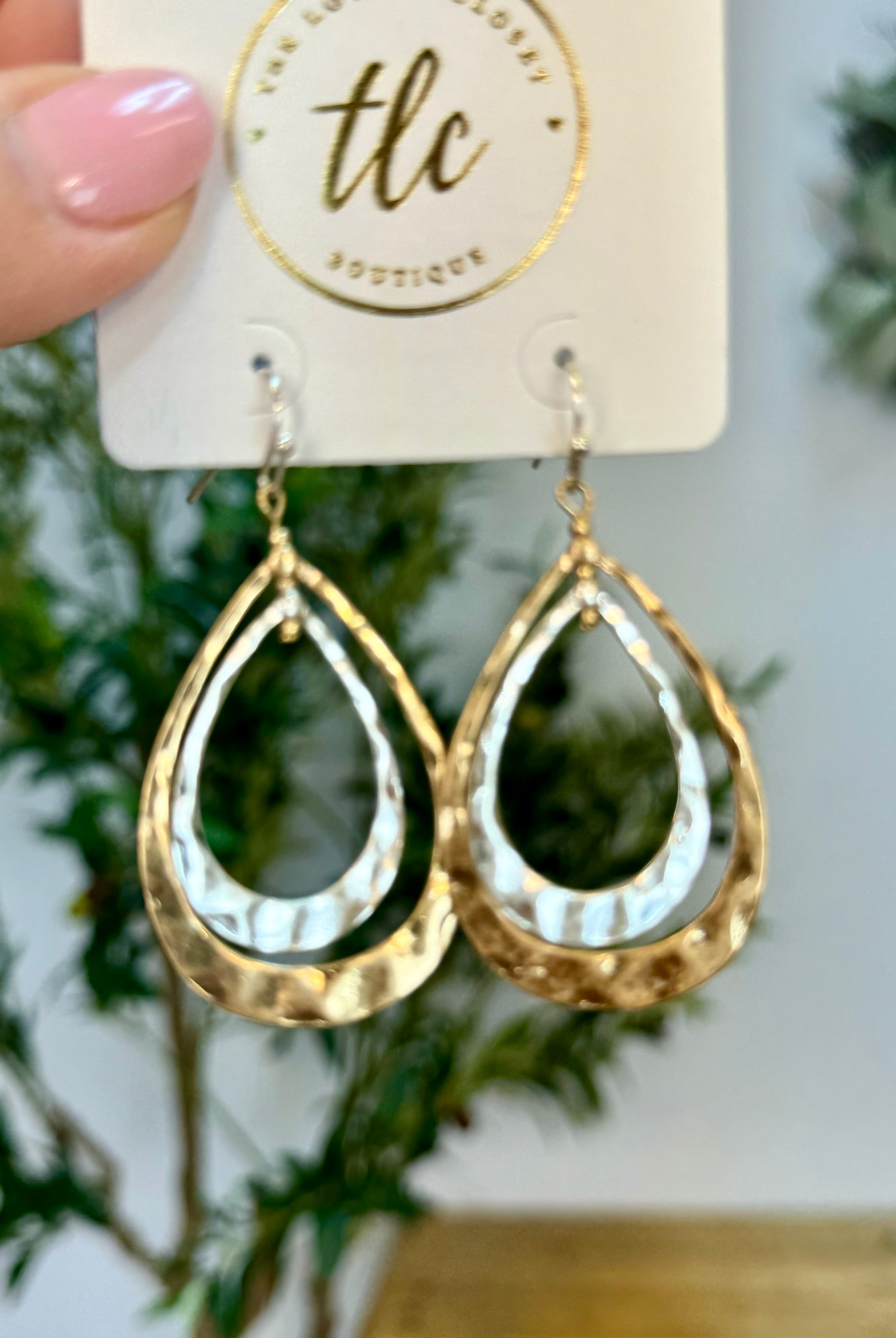 Hammered Metal Teardrop Earrings - Gold-Earrings-The Lovely Closet-The Lovely Closet, Women's Fashion Boutique in Alexandria, KY