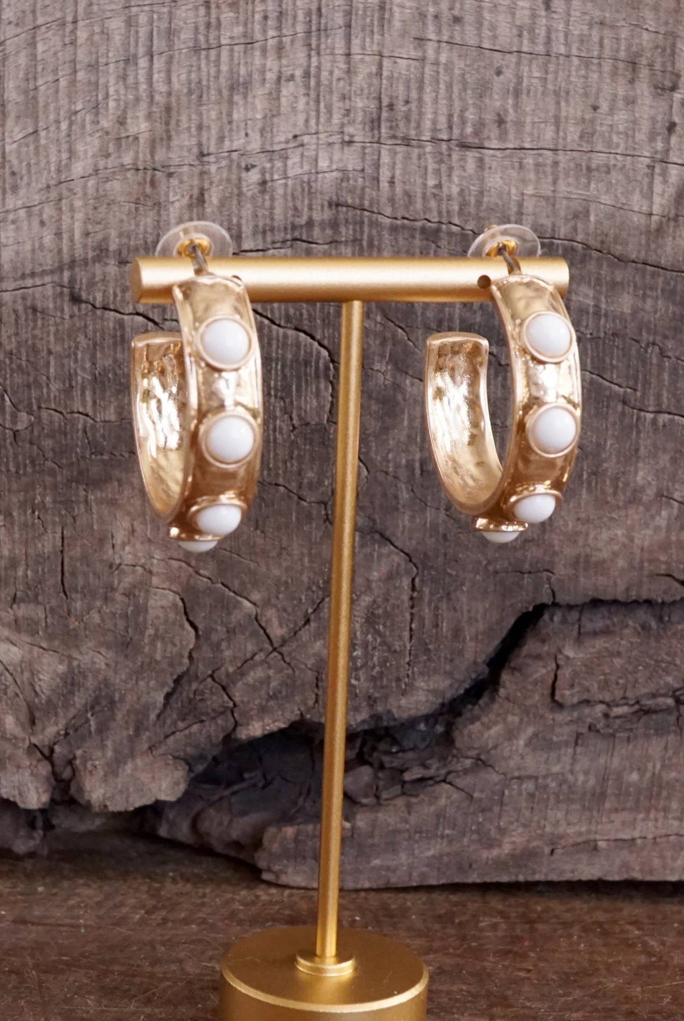 Jeweled Bubble Hoop Earrings – Pearl-250 Jewelry-PennyLine inc-The Lovely Closet, Women's Fashion Boutique in Alexandria, KY