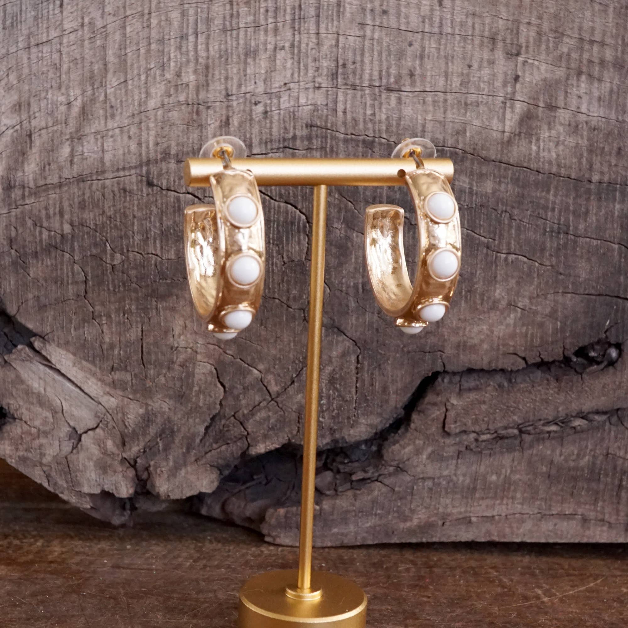 Jeweled Bubble Hoop Earrings – Pearl-250 Jewelry-PennyLine inc-The Lovely Closet, Women's Fashion Boutique in Alexandria, KY