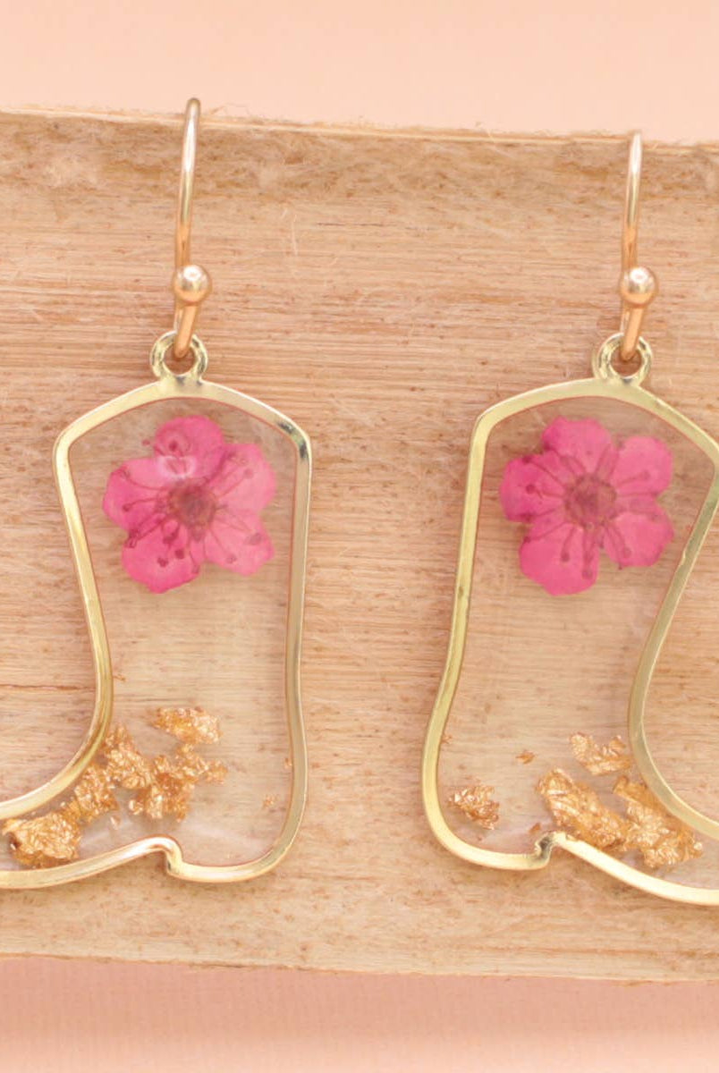 Botanical Boots Dried Flower Cowboy Boot Earrings-280 Accessories-ZAD-The Lovely Closet, Women's Fashion Boutique in Alexandria, KY