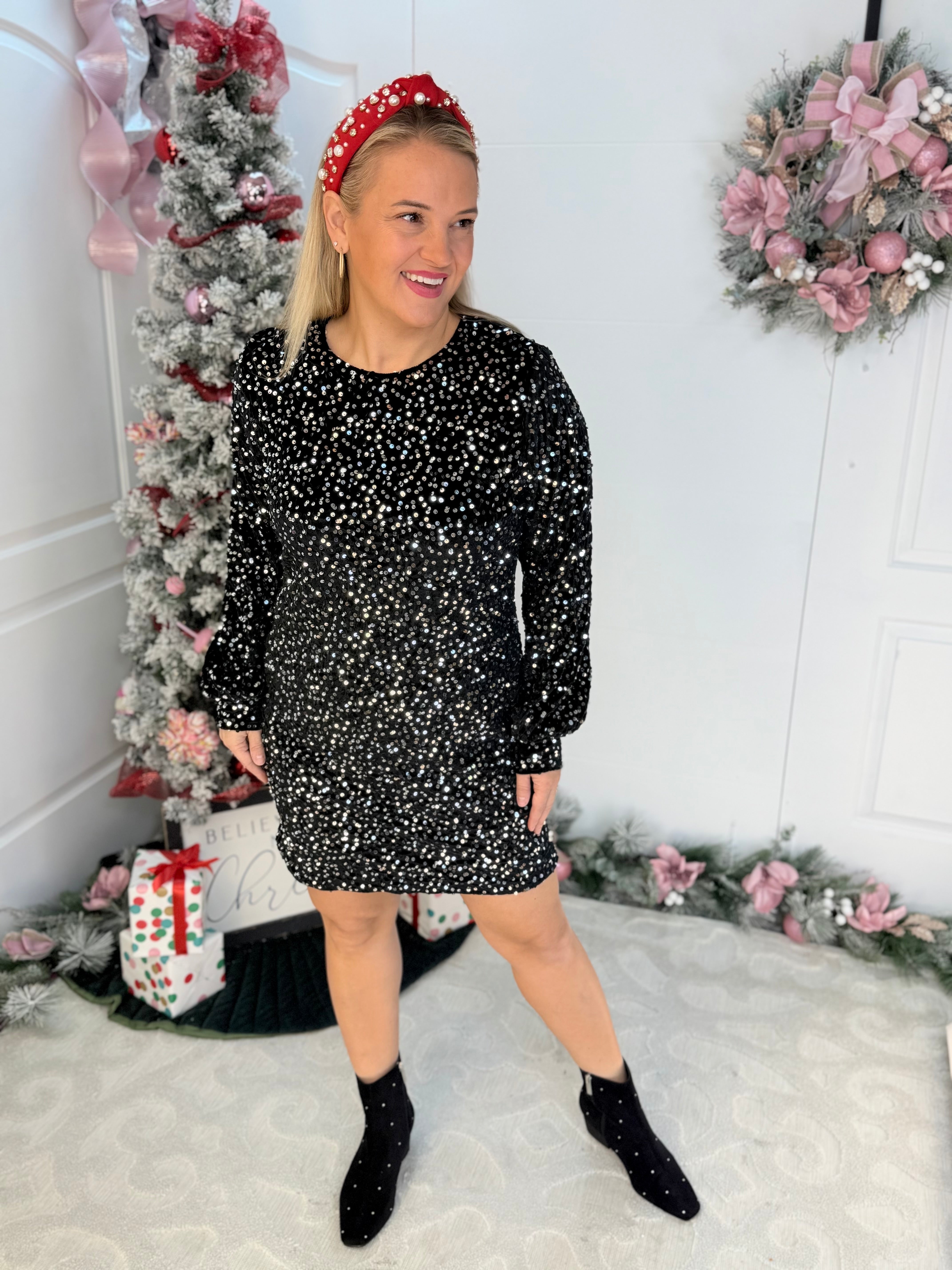 Jess Lea - Old Flame Sequin Black Dress-180 Dresses-Jess Lea-The Lovely Closet, Women's Fashion Boutique in Alexandria, KY