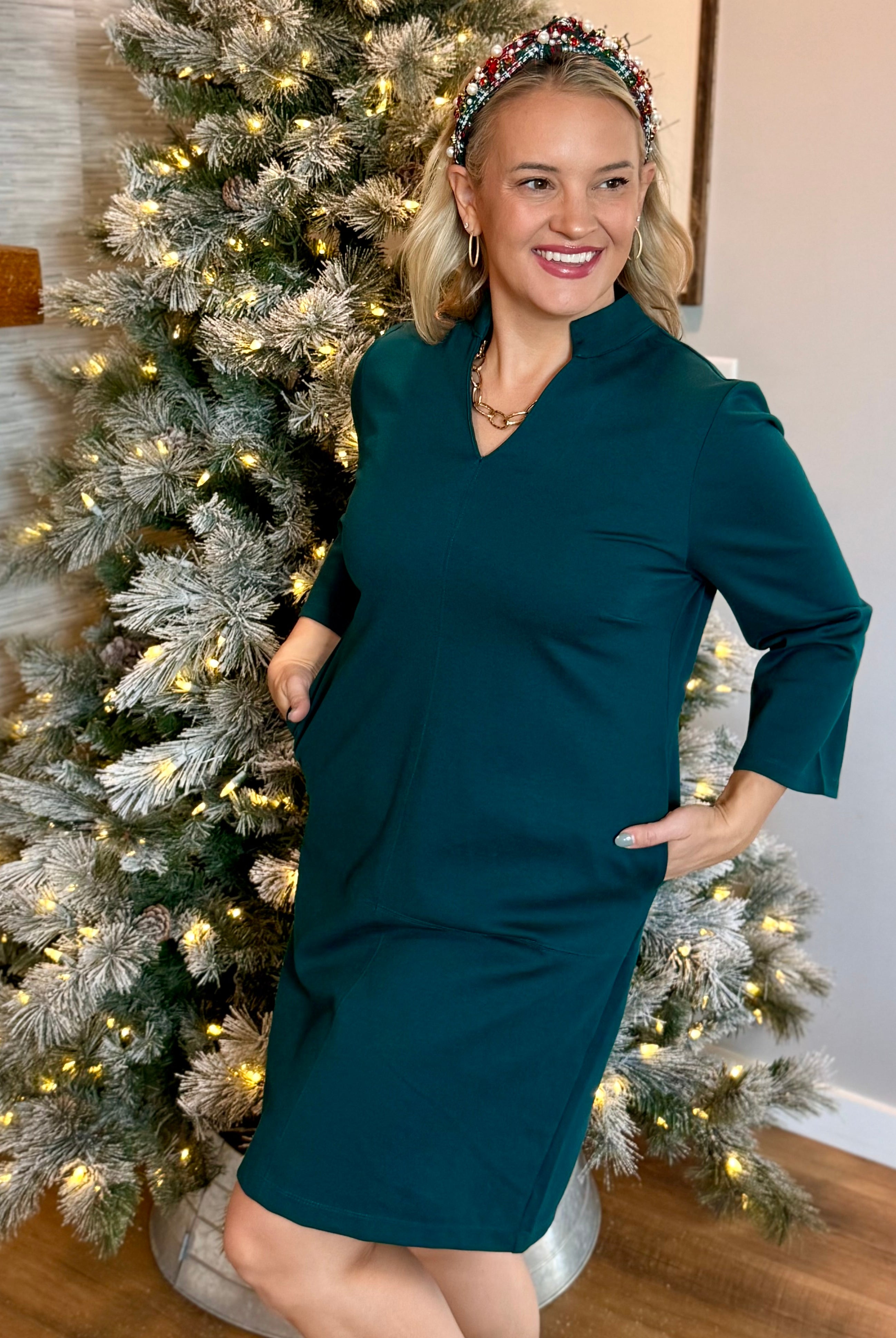 Magic A-Line Dress - Hunter Green-180 Dresses-Dear Scarlett-The Lovely Closet, Women's Fashion Boutique in Alexandria, KY