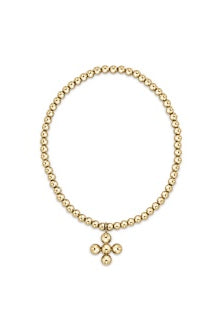 Classic Gold 3mm Beaded Signature Cross 4mm Charm-260 eNewton-eNewton-The Lovely Closet, Women's Fashion Boutique in Alexandria, KY