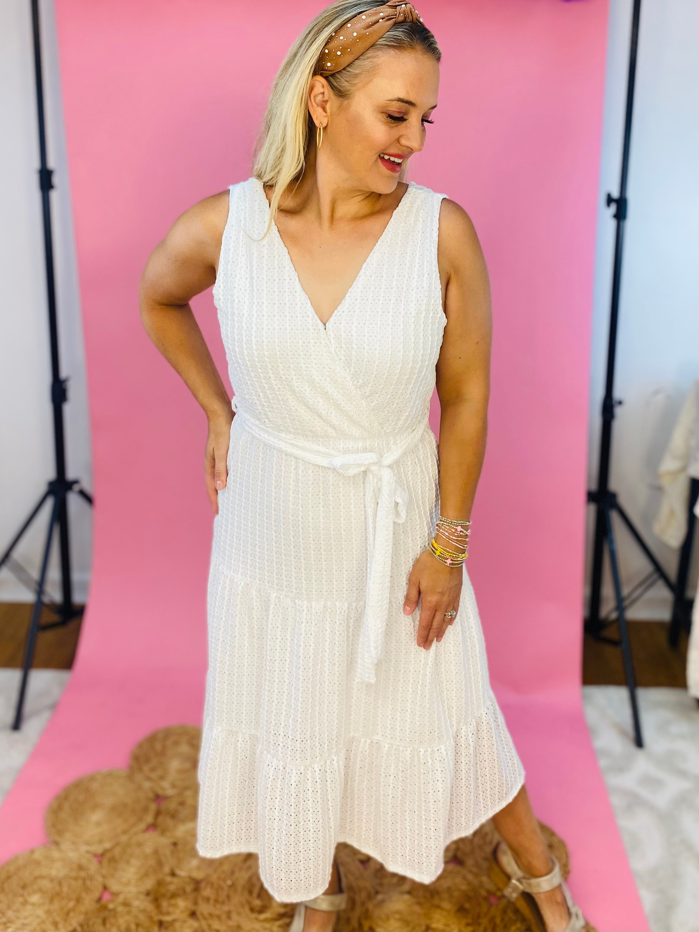 FINAL SALE Walk On the Pier Eyelet Dress-180 Dresses-The Lovely Closet-The Lovely Closet, Women's Fashion Boutique in Alexandria, KY