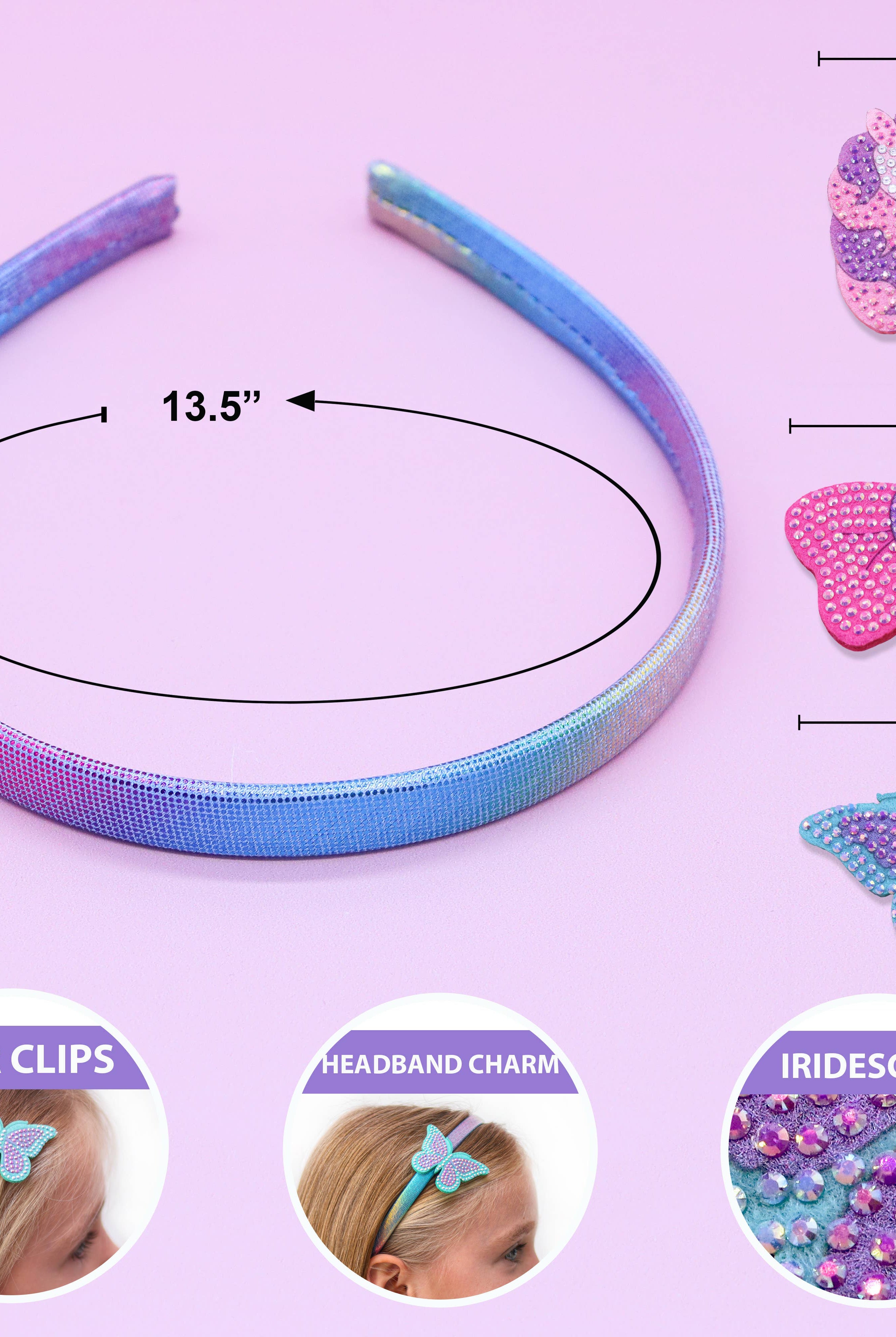 Interchangeable Charm Headband and Hair Clips: Rhinestone Unicorn/Butterfly/Bow-310 Gift-Frog Sac-The Lovely Closet, Women's Fashion Boutique in Alexandria, KY