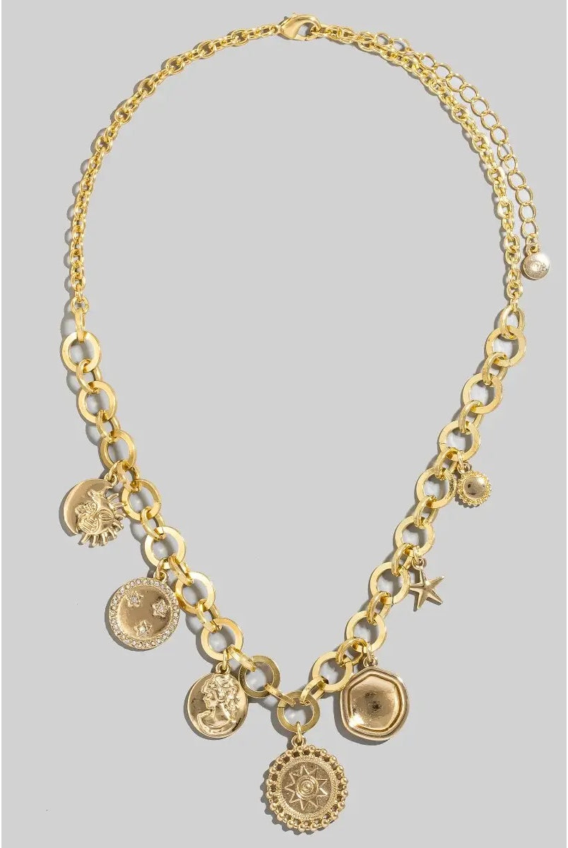 Sunburst Charm Necklace-250 Jewelry-Fame-The Lovely Closet, Women's Fashion Boutique in Alexandria, KY