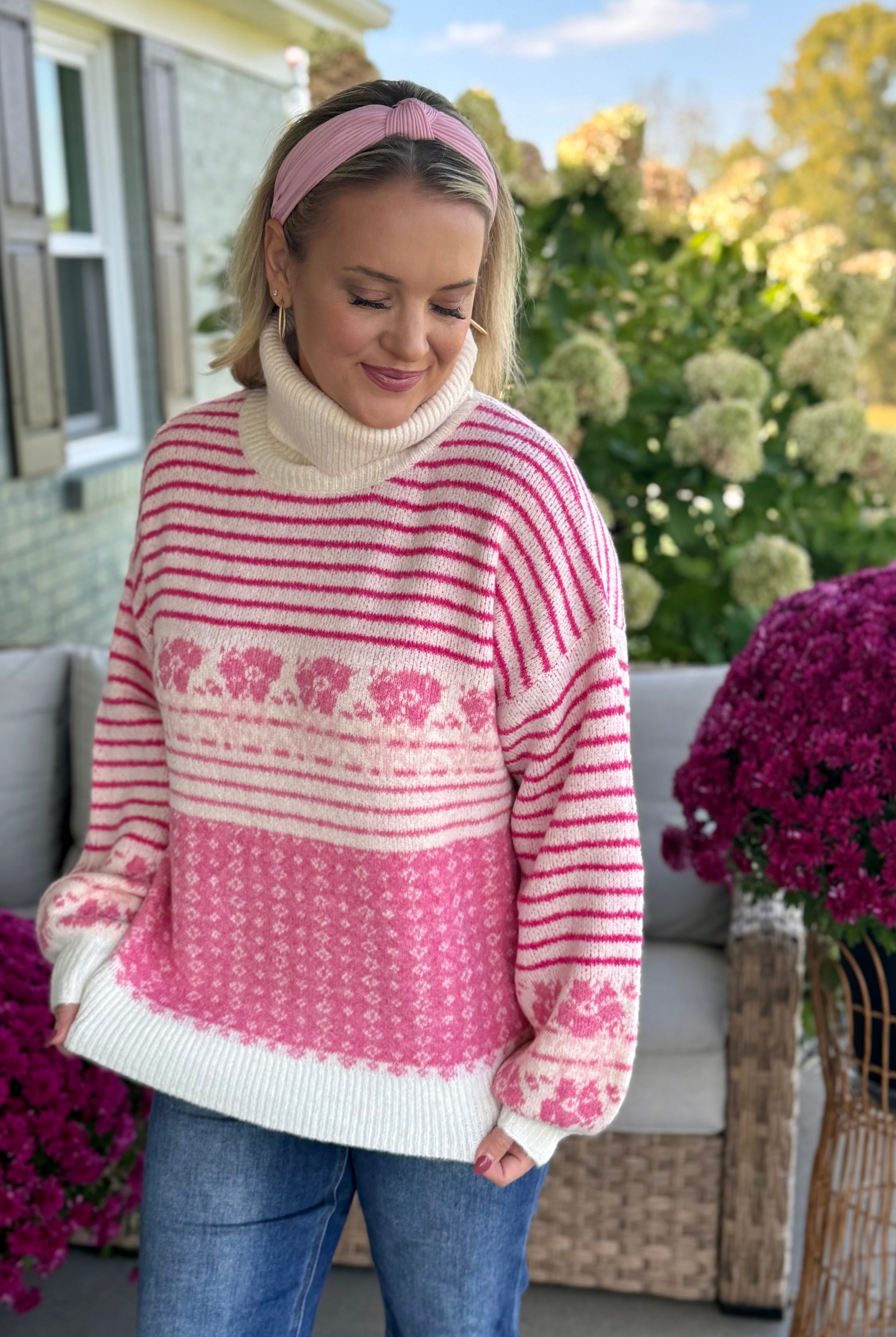 Pretty in Pink Cowl Neck Sweater-140 Sweaters-Donation Pink-The Lovely Closet, Women's Fashion Boutique in Alexandria, KY