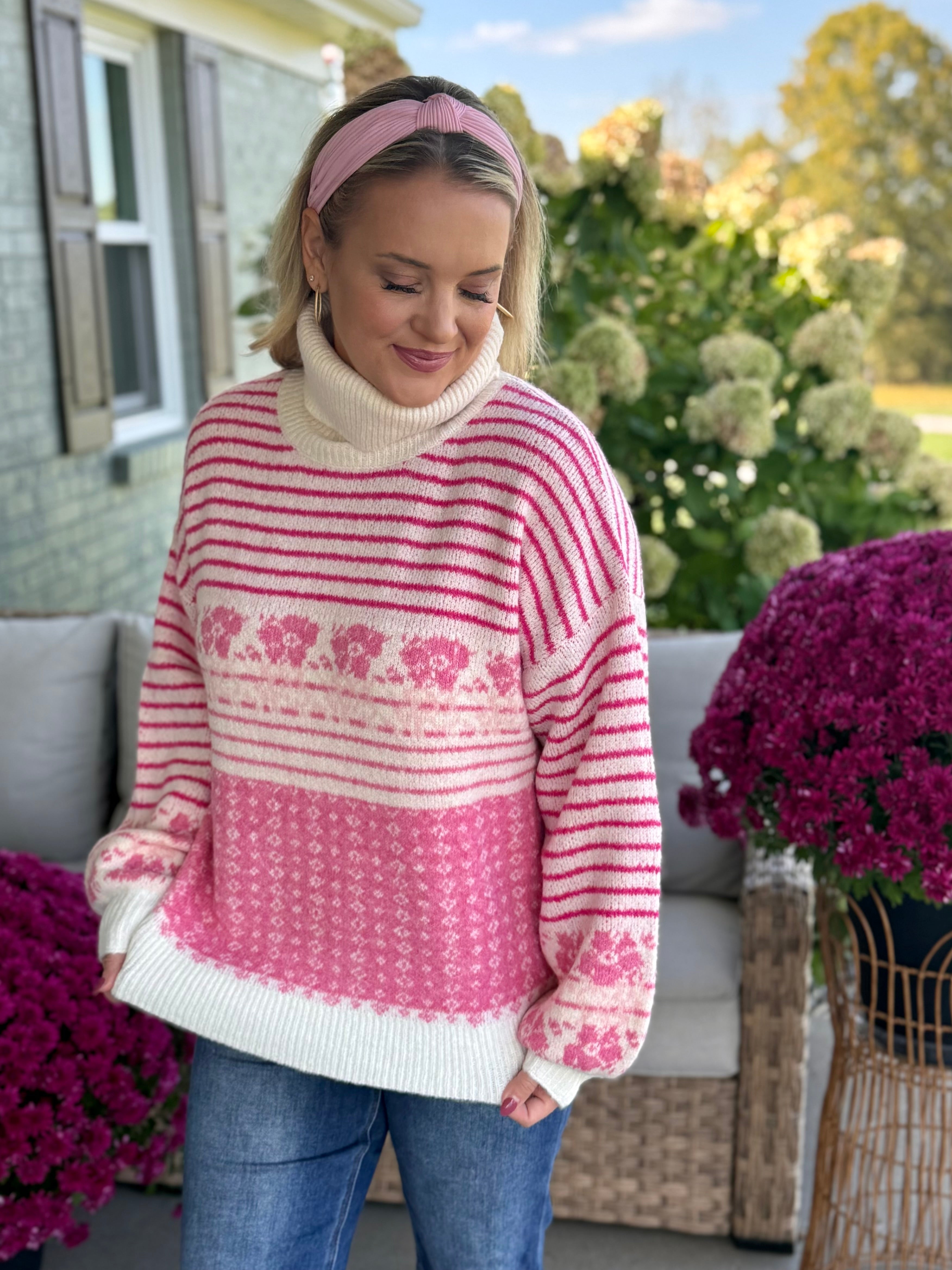 Pretty in Pink Cowl Neck Sweater-140 Sweaters-Donation Pink-The Lovely Closet, Women's Fashion Boutique in Alexandria, KY