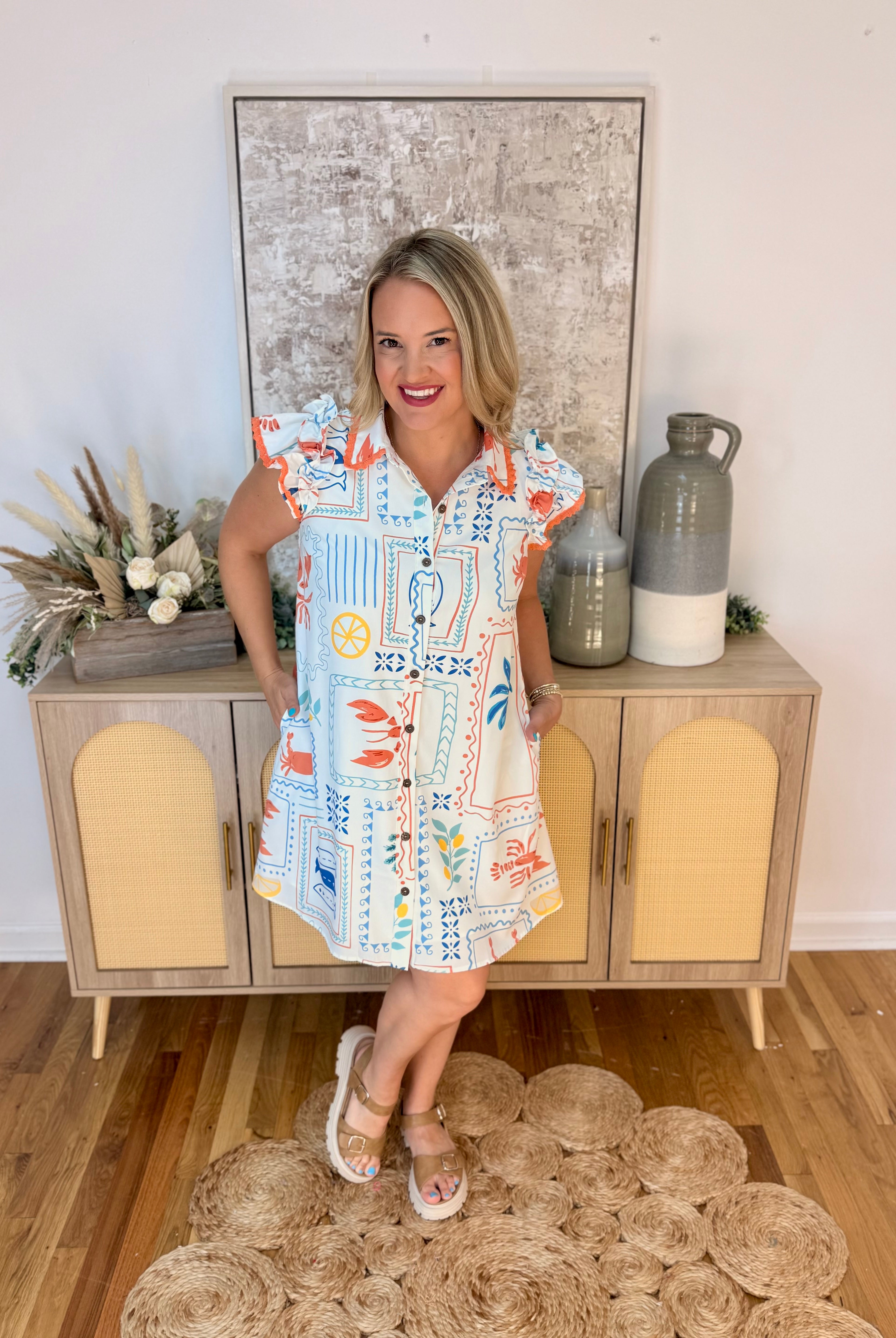 Coastal Motif Dress-180 Dresses-Anniewear-The Lovely Closet, Women's Fashion Boutique in Alexandria, KY