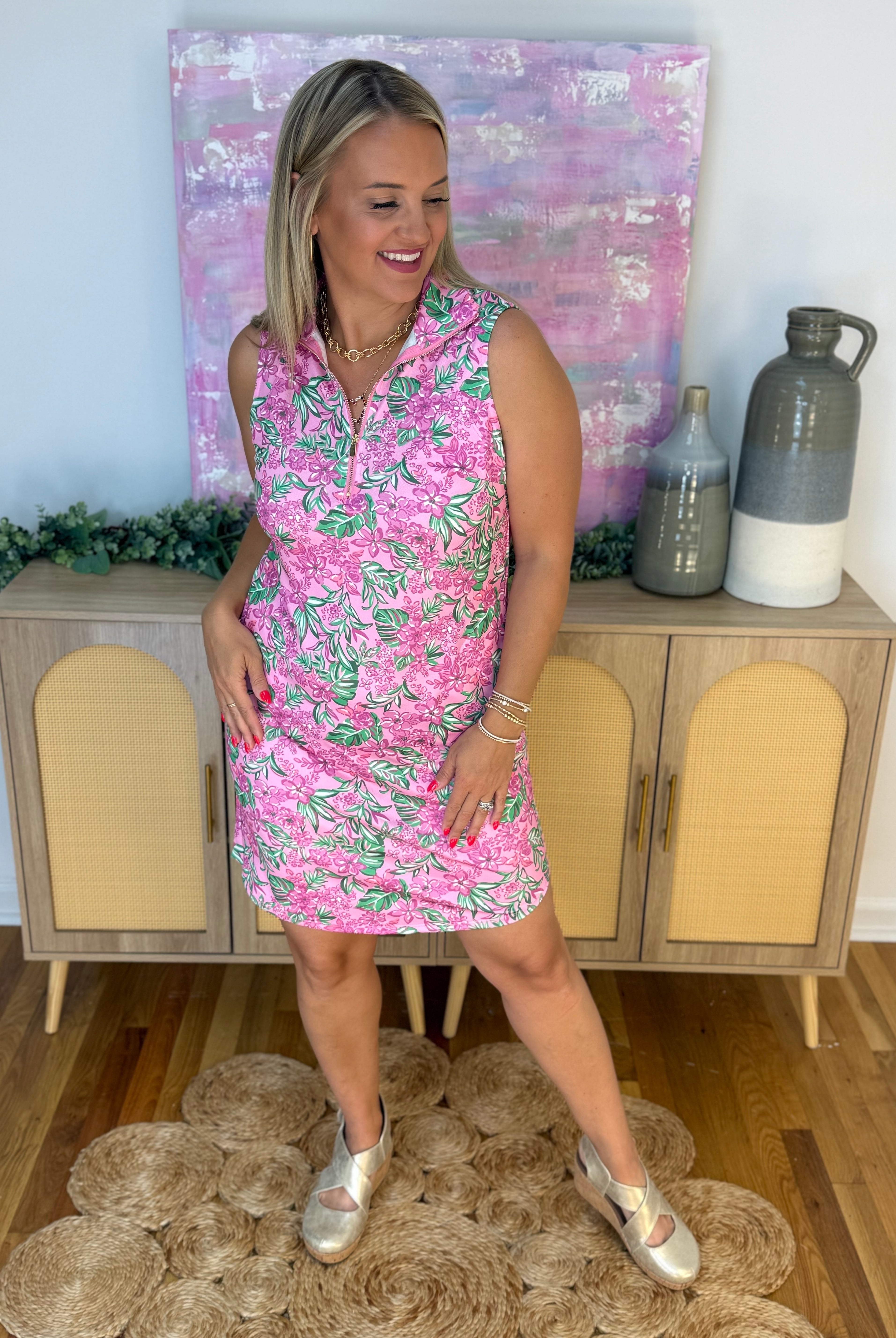 Sun Cool Dress - Pink and Green Multi-180 Dresses-Dear Scarlett-The Lovely Closet, Women's Fashion Boutique in Alexandria, KY