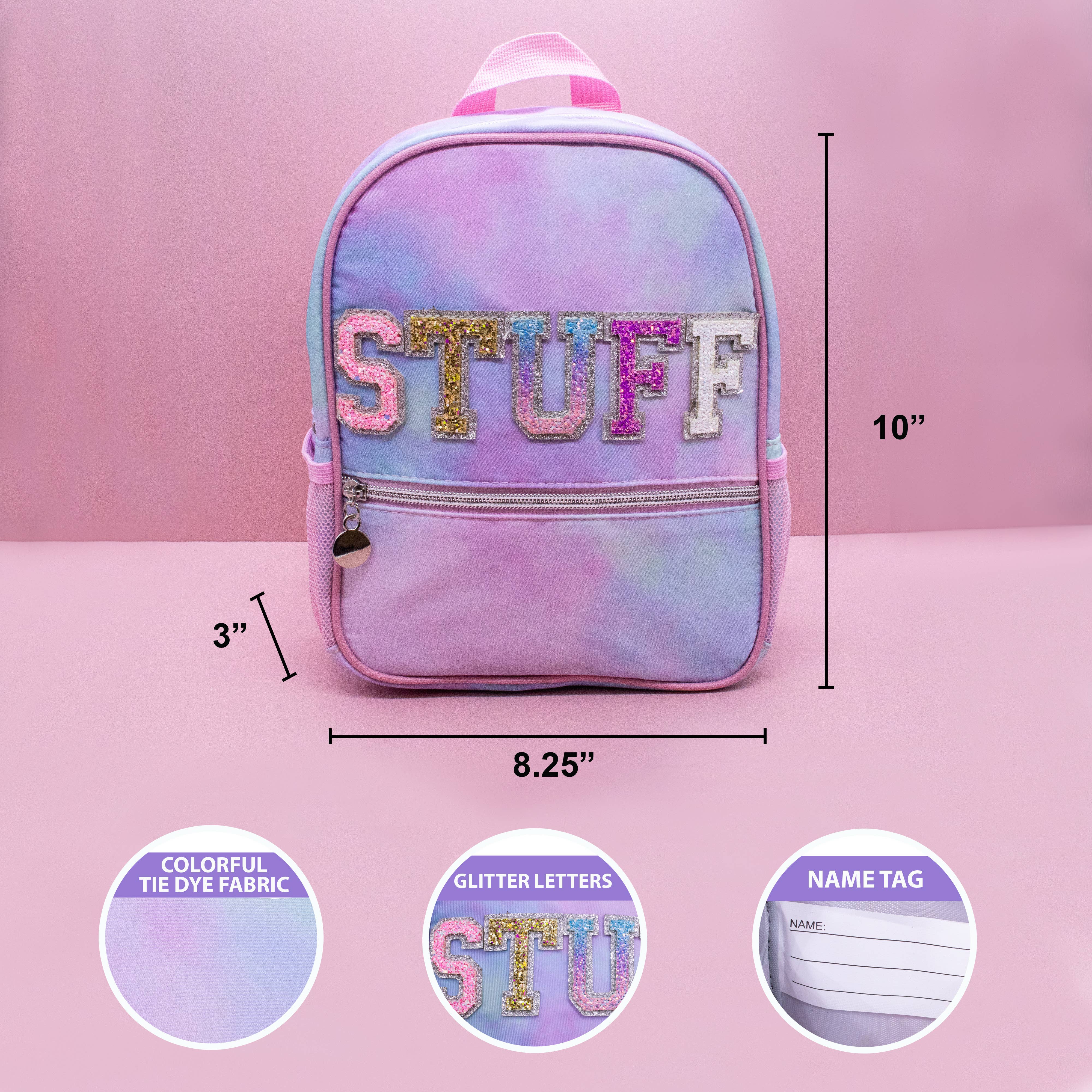 Girls Tie Dye Backpack with Glitter Varsity Letters-360 Carolines Closet-Frog Sac-The Lovely Closet, Women's Fashion Boutique in Alexandria, KY