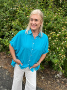 Easy Breezy Button Down Top-100 Short Sleeve Tops-The Lovely Closet-The Lovely Closet, Women's Fashion Boutique in Alexandria, KY
