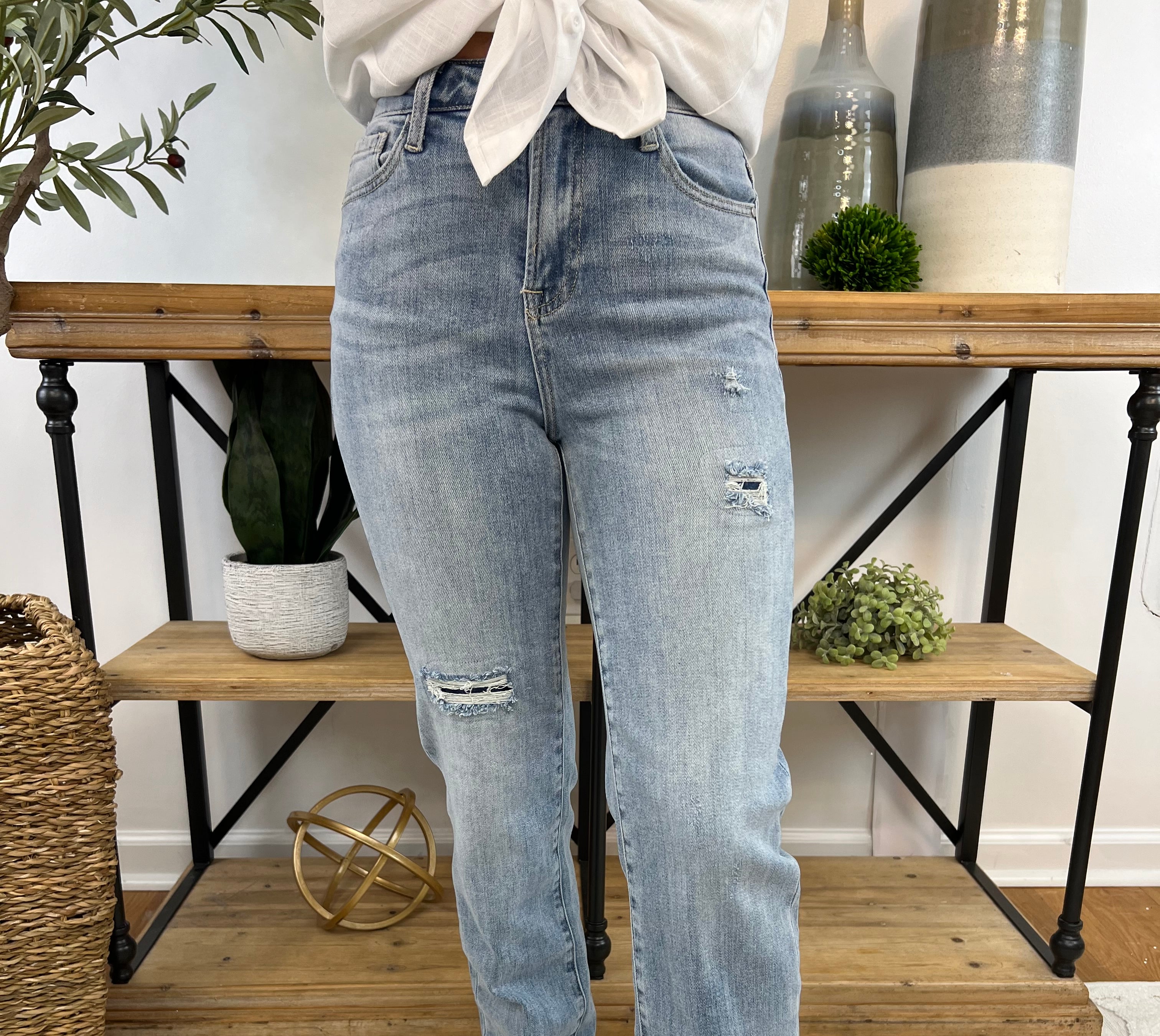 RISEN - High Rise Light Wash Mega Cuff-210 Jeans-Risen-The Lovely Closet, Women's Fashion Boutique in Alexandria, KY