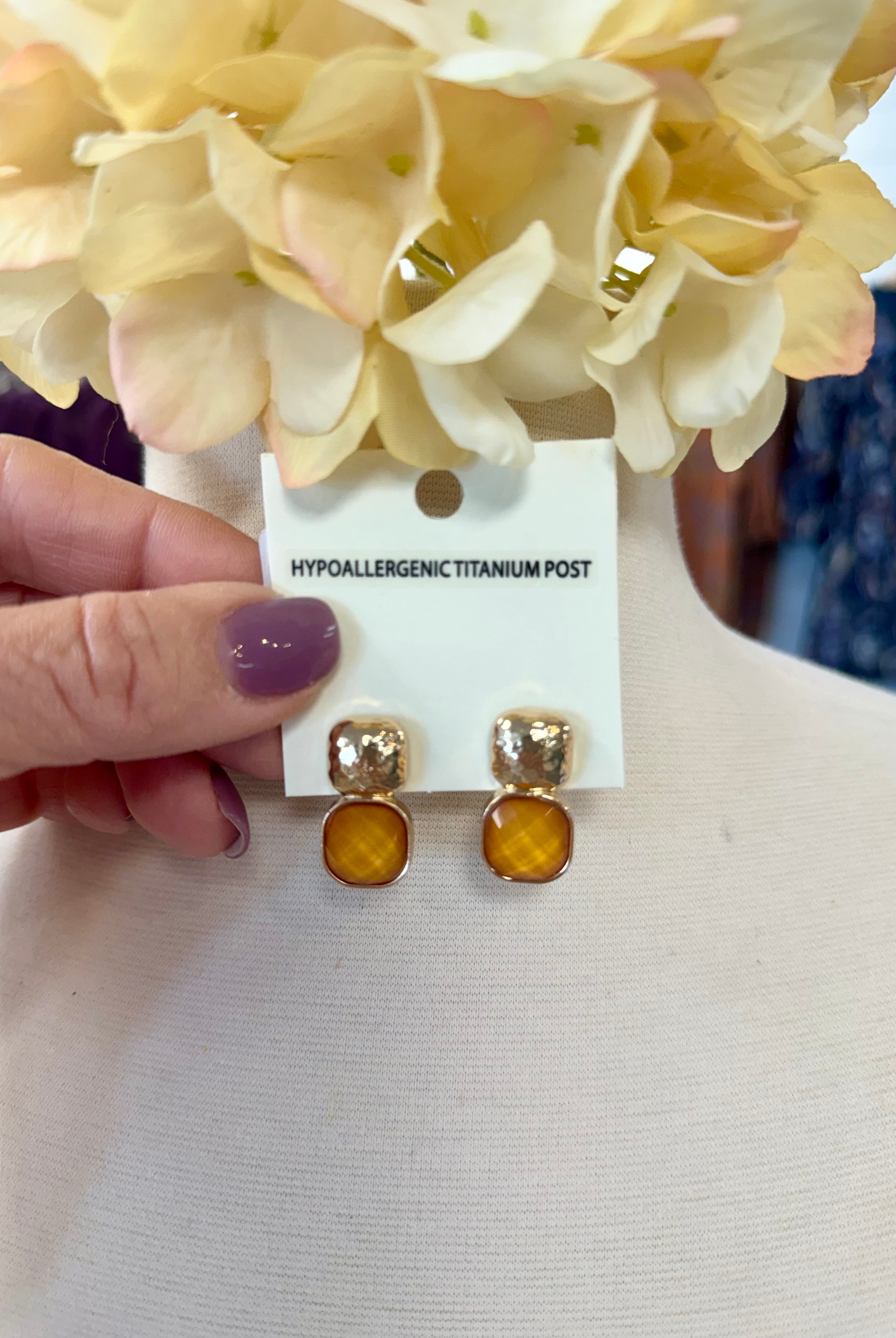 Square Faceted Post Earring-280 Accessories-Golden Stella-The Lovely Closet, Women's Fashion Boutique in Alexandria, KY