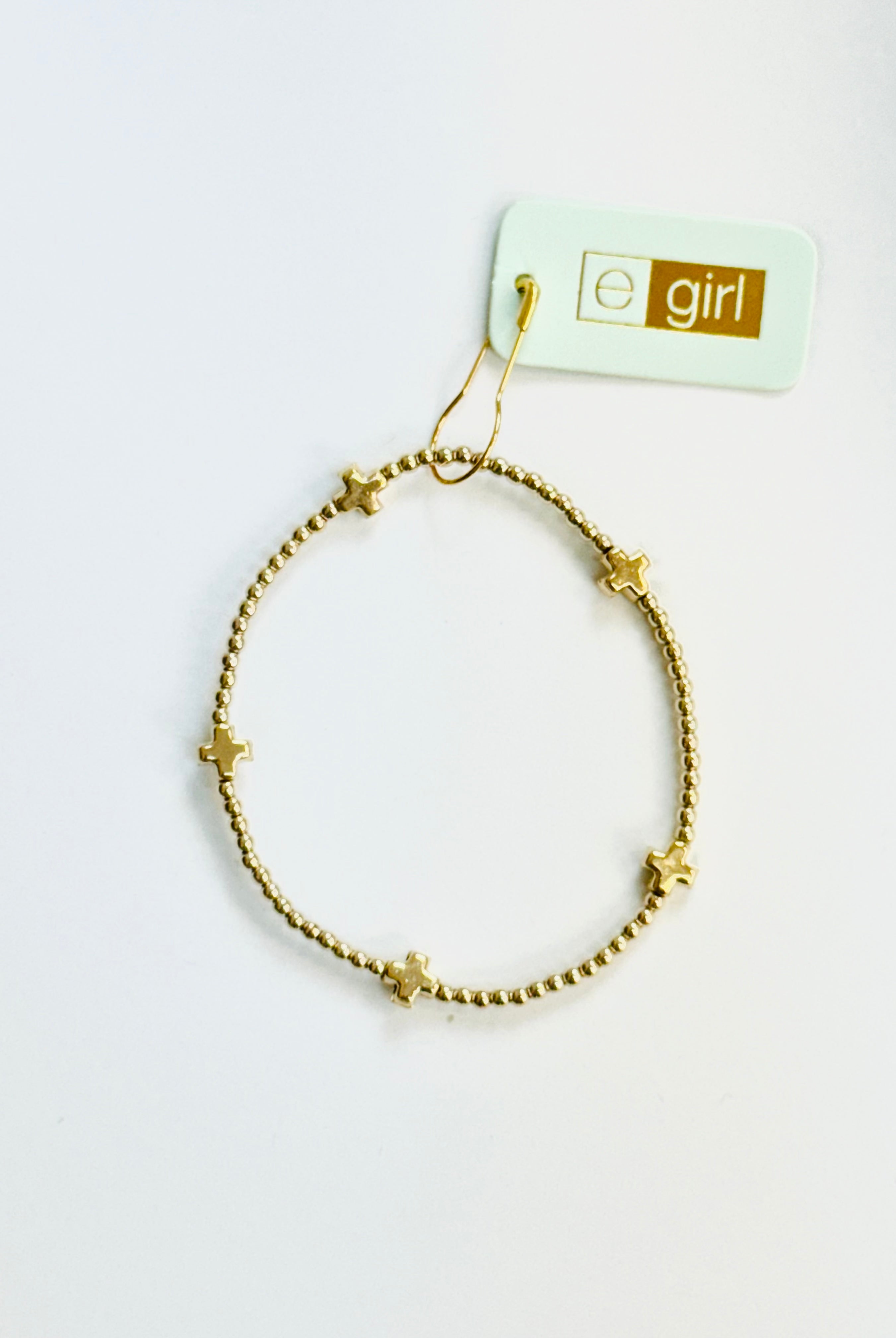 Egirl Small Signature Cross Gold 2mm Gold Bracelet-260 eNewton-eNewton-The Lovely Closet, Women's Fashion Boutique in Alexandria, KY