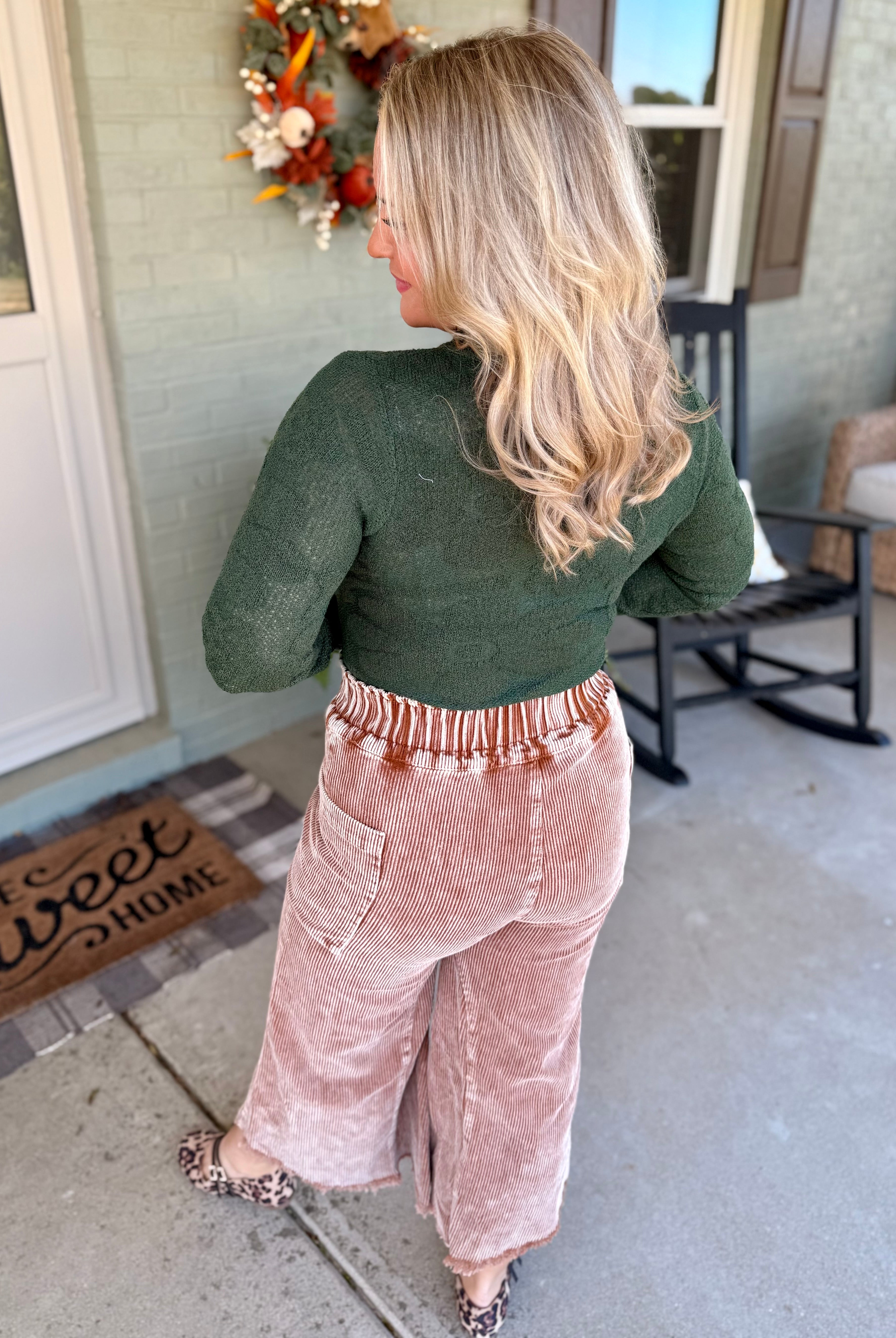 Autumn Glow Corduroy Cropped Pants - Warm Brown-240 Pants-Anniewear-The Lovely Closet, Women's Fashion Boutique in Alexandria, KY