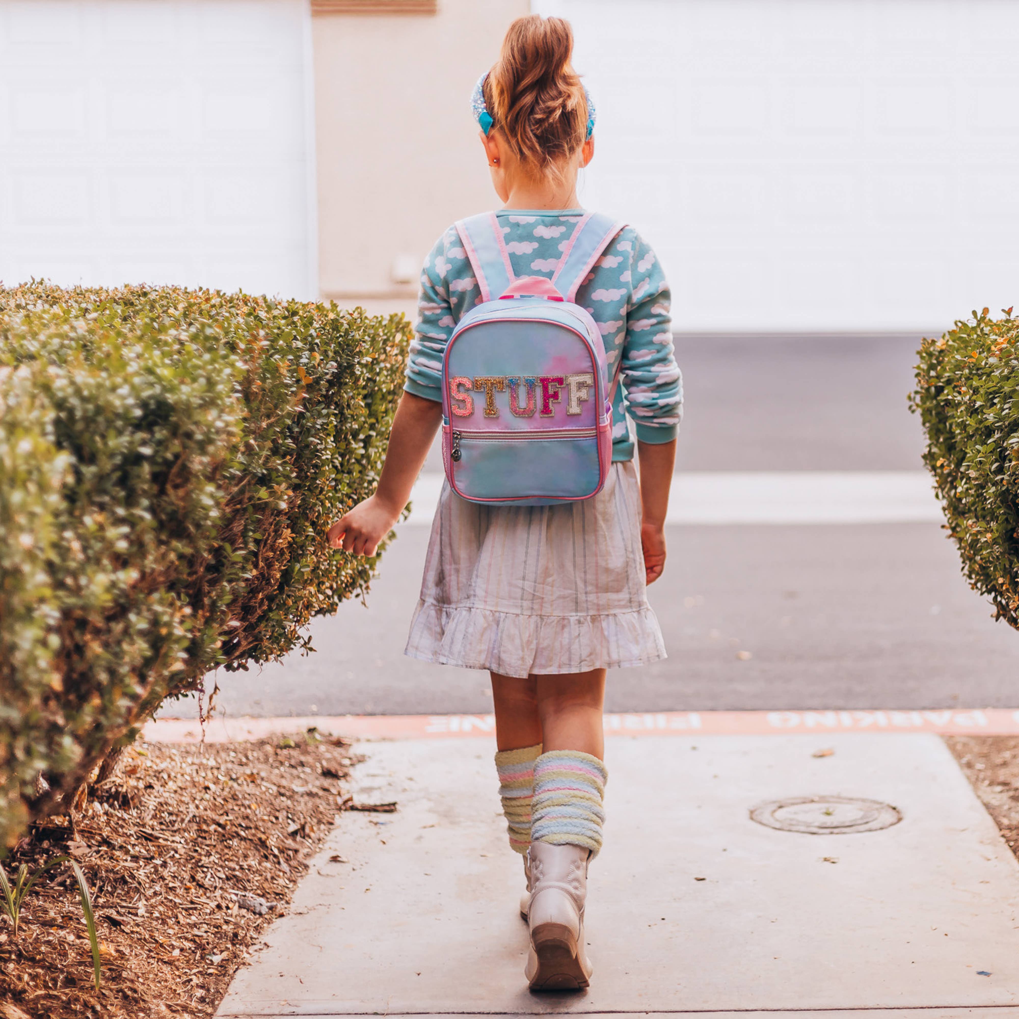 Girls Tie Dye Backpack with Glitter Varsity Letters-360 Carolines Closet-Frog Sac-The Lovely Closet, Women's Fashion Boutique in Alexandria, KY