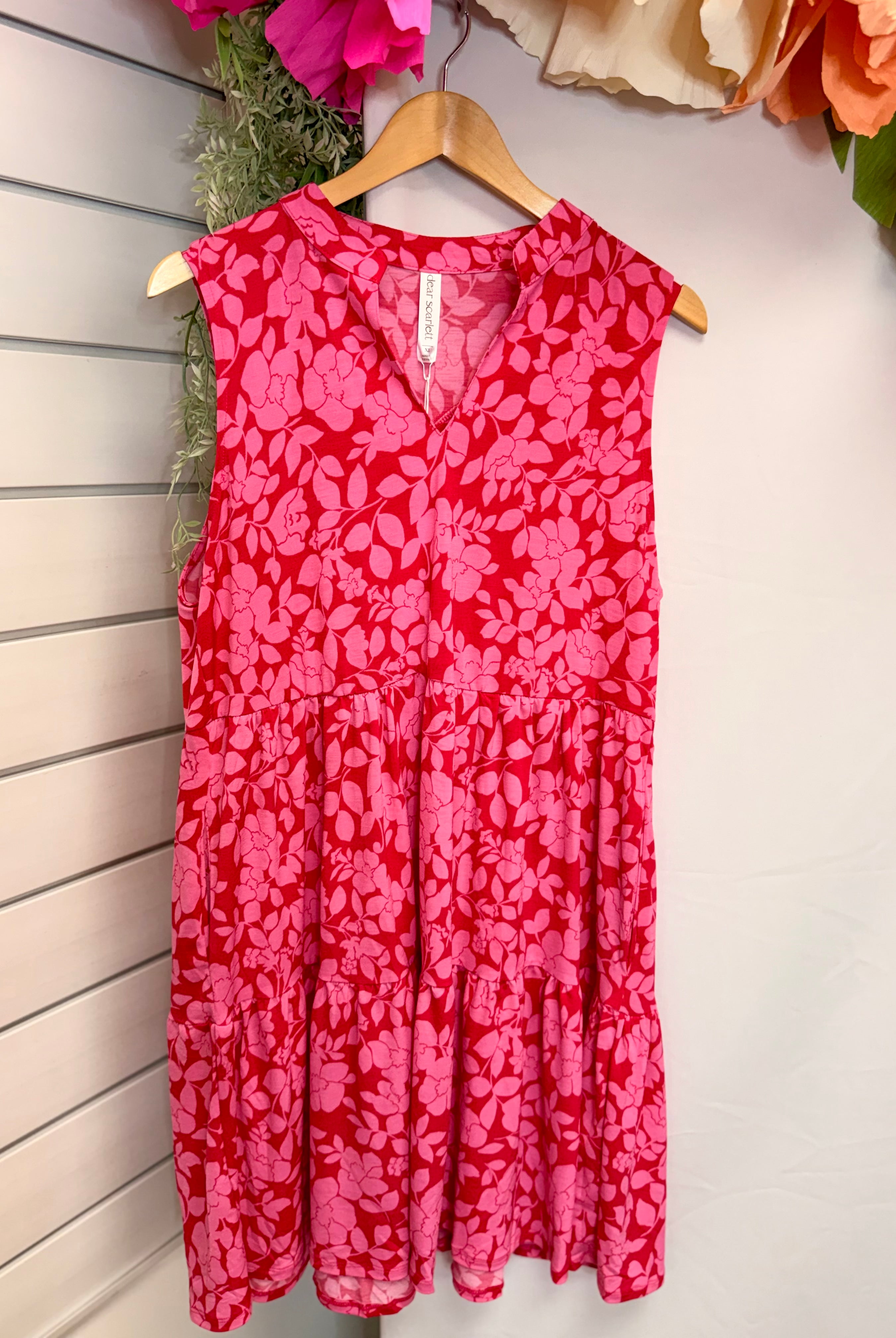 Pink on Pink Floral Lizzy Dress - Plus Only-180 Dresses-Dear Scarlett-The Lovely Closet, Women's Fashion Boutique in Alexandria, KY