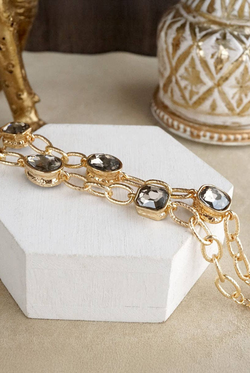 Chain Bracelet with Reflective Crystals-250 Jewelry-PennyLine inc-The Lovely Closet, Women's Fashion Boutique in Alexandria, KY