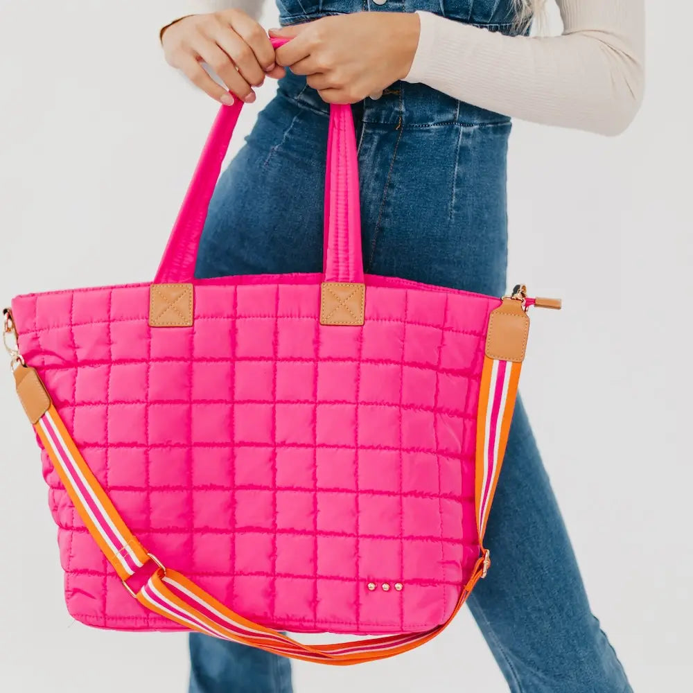 *Pre-Order* Day Dreamer Quilted Tote Bag-290 Bag/Handbags-Pretty Simple-The Lovely Closet, Women's Fashion Boutique in Alexandria, KY
