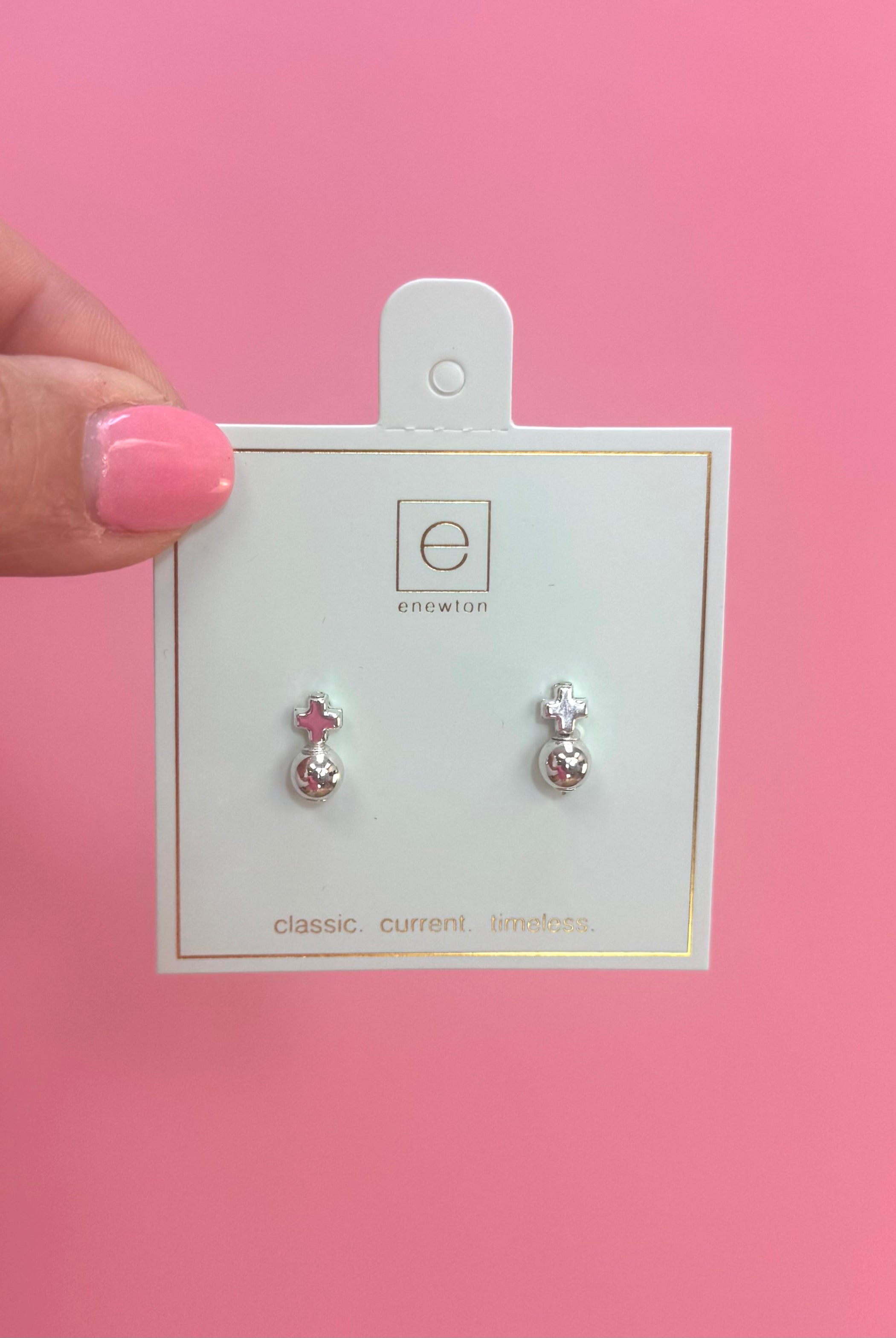 Signature Cross Small Sterling Stud - Classic Sterling-260 eNewton-eNewton-The Lovely Closet, Women's Fashion Boutique in Alexandria, KY