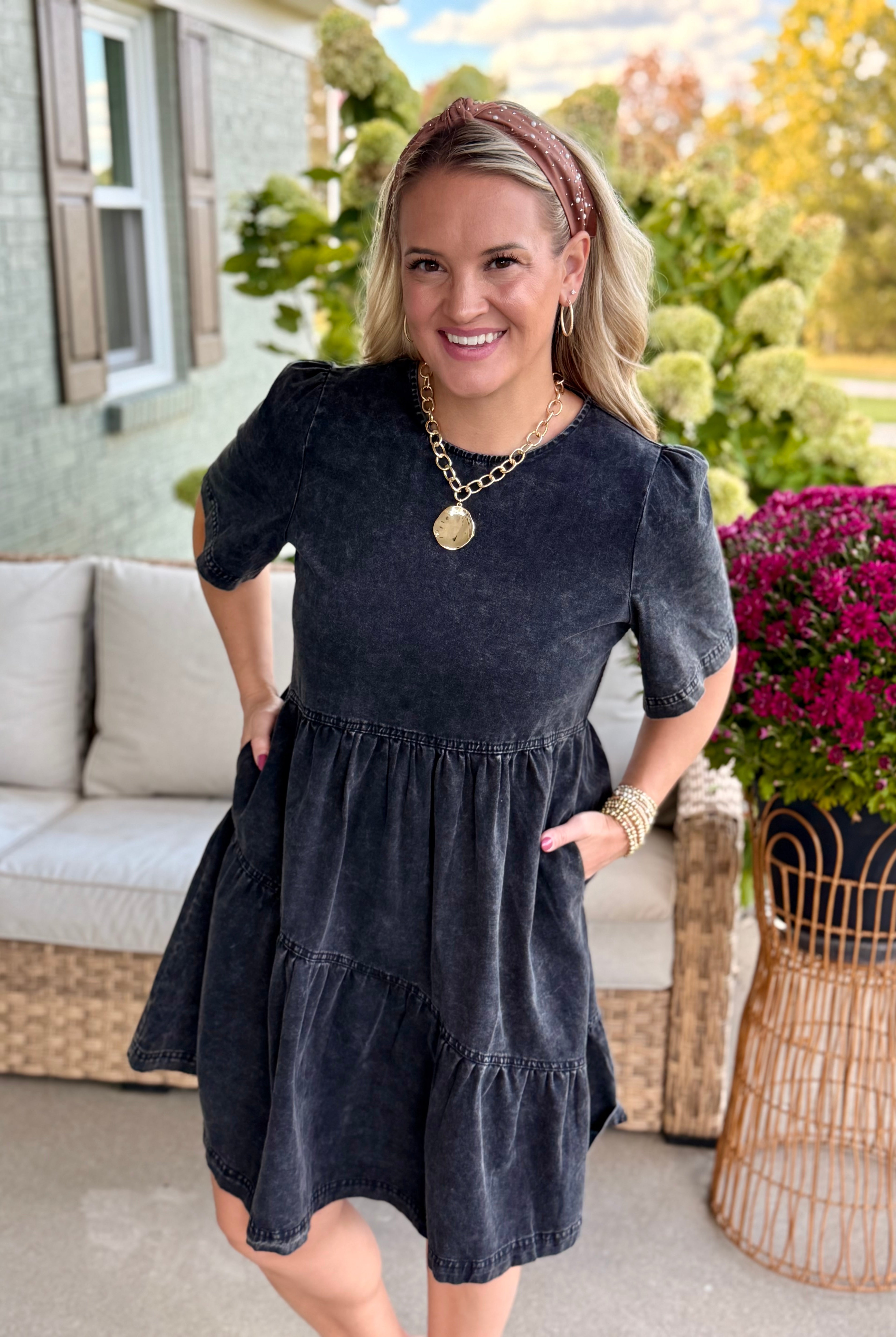 Mineral Washed Dress-180 Dresses-Anniewear-The Lovely Closet, Women's Fashion Boutique in Alexandria, KY