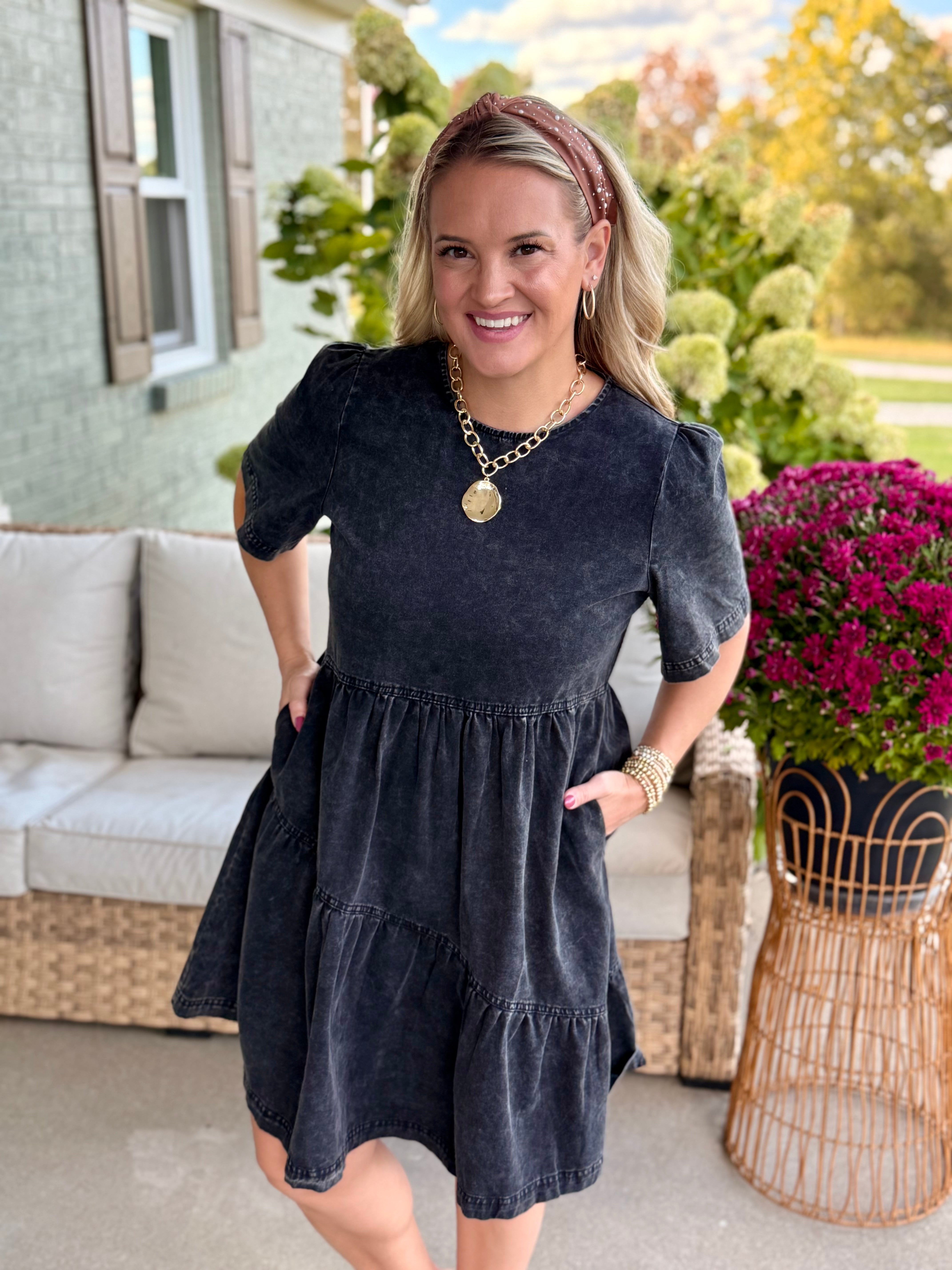 Mineral Washed Dress-180 Dresses-Anniewear-The Lovely Closet, Women's Fashion Boutique in Alexandria, KY