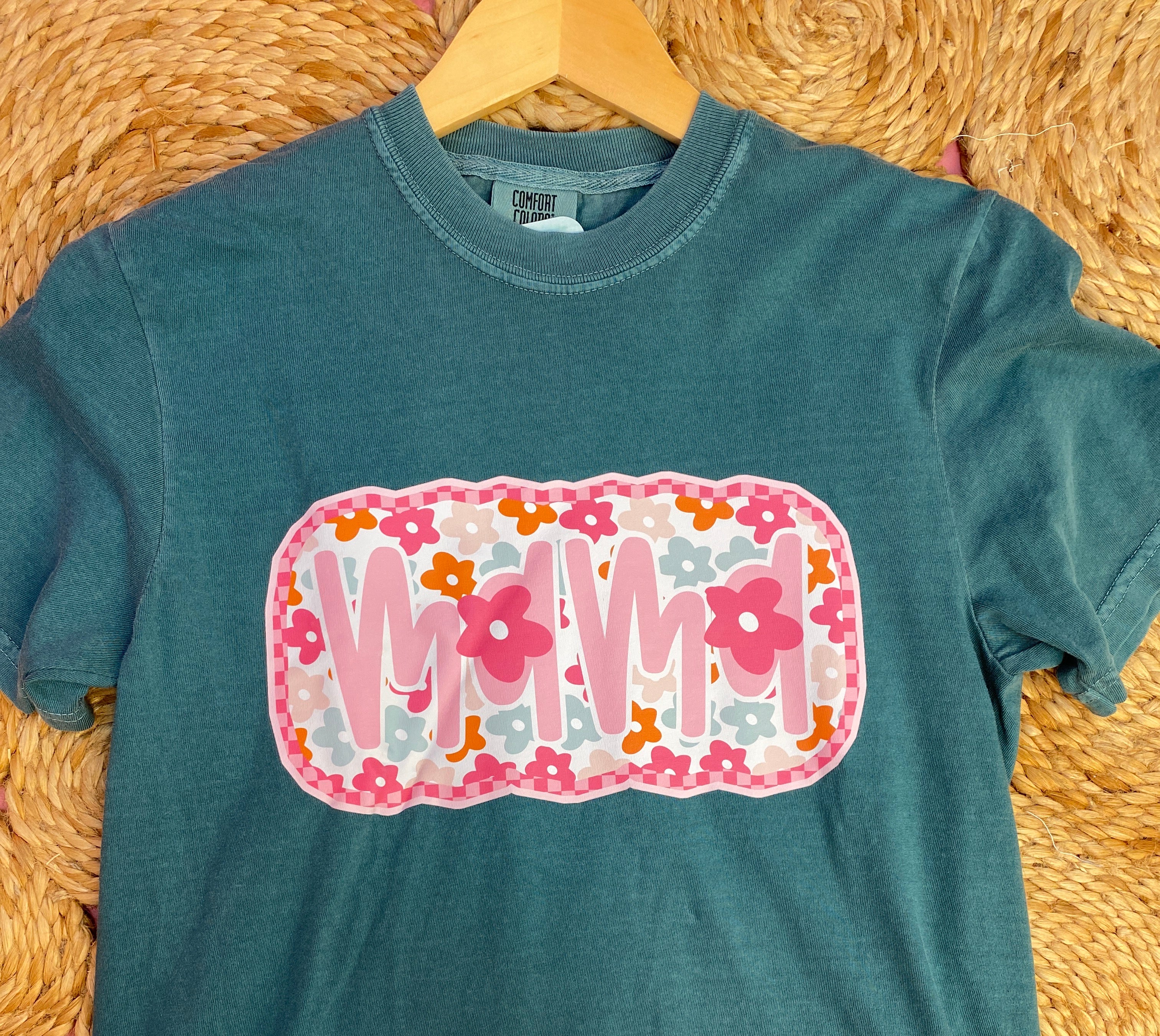 FINAL SALE - Mama Pink Floral on Green Comfort Colors T-130 Graphics-The Lovely Closet-The Lovely Closet, Women's Fashion Boutique in Alexandria, KY