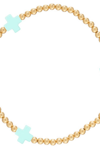 Signature Cross Gold Pattern 3mm Bead Bracelet-260 eNewton-eNewton-The Lovely Closet, Women's Fashion Boutique in Alexandria, KY