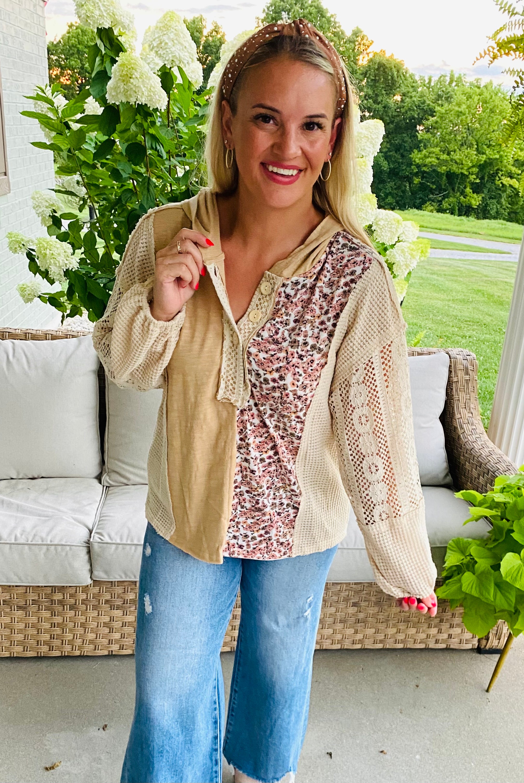 Harvest Lace Hoodie-110 Long Sleeve Top-GIGIO-The Lovely Closet, Women's Fashion Boutique in Alexandria, KY