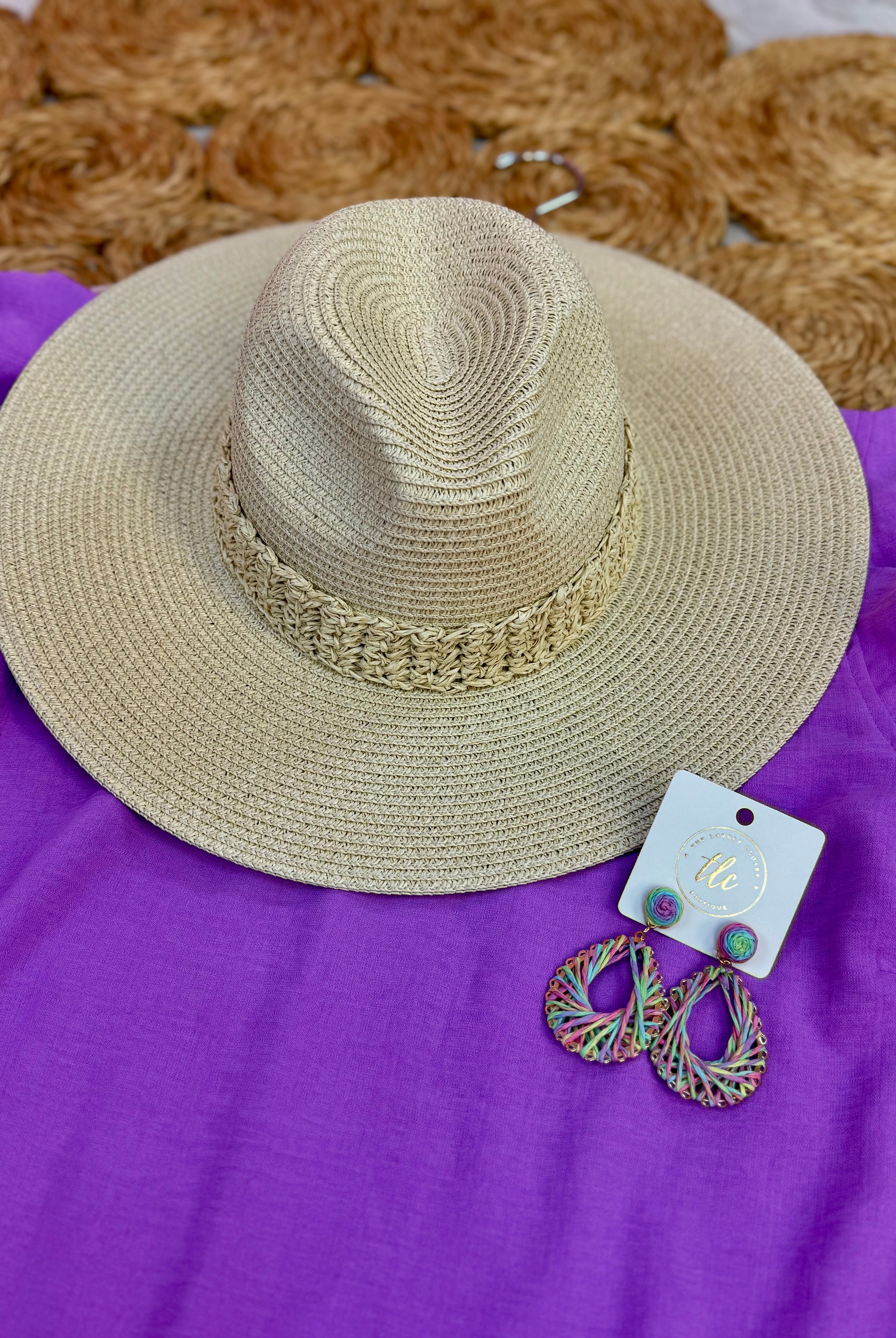 FINAL SALE - Sun Hat w/Braided Band - Tan-300 Headwear-judson-The Lovely Closet, Women's Fashion Boutique in Alexandria, KY