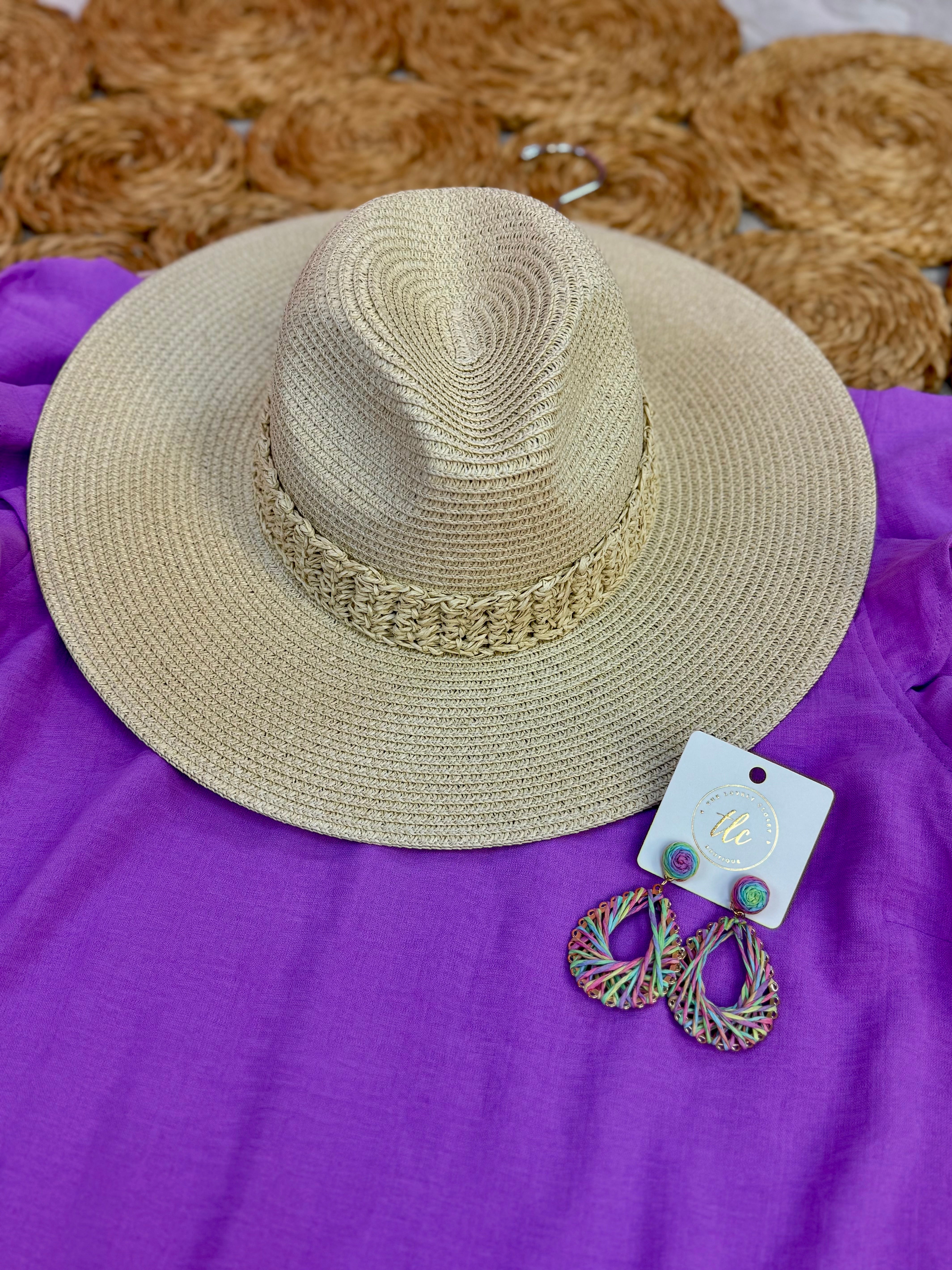FINAL SALE - Sun Hat w/Braided Band - Tan-300 Headwear-judson-The Lovely Closet, Women's Fashion Boutique in Alexandria, KY