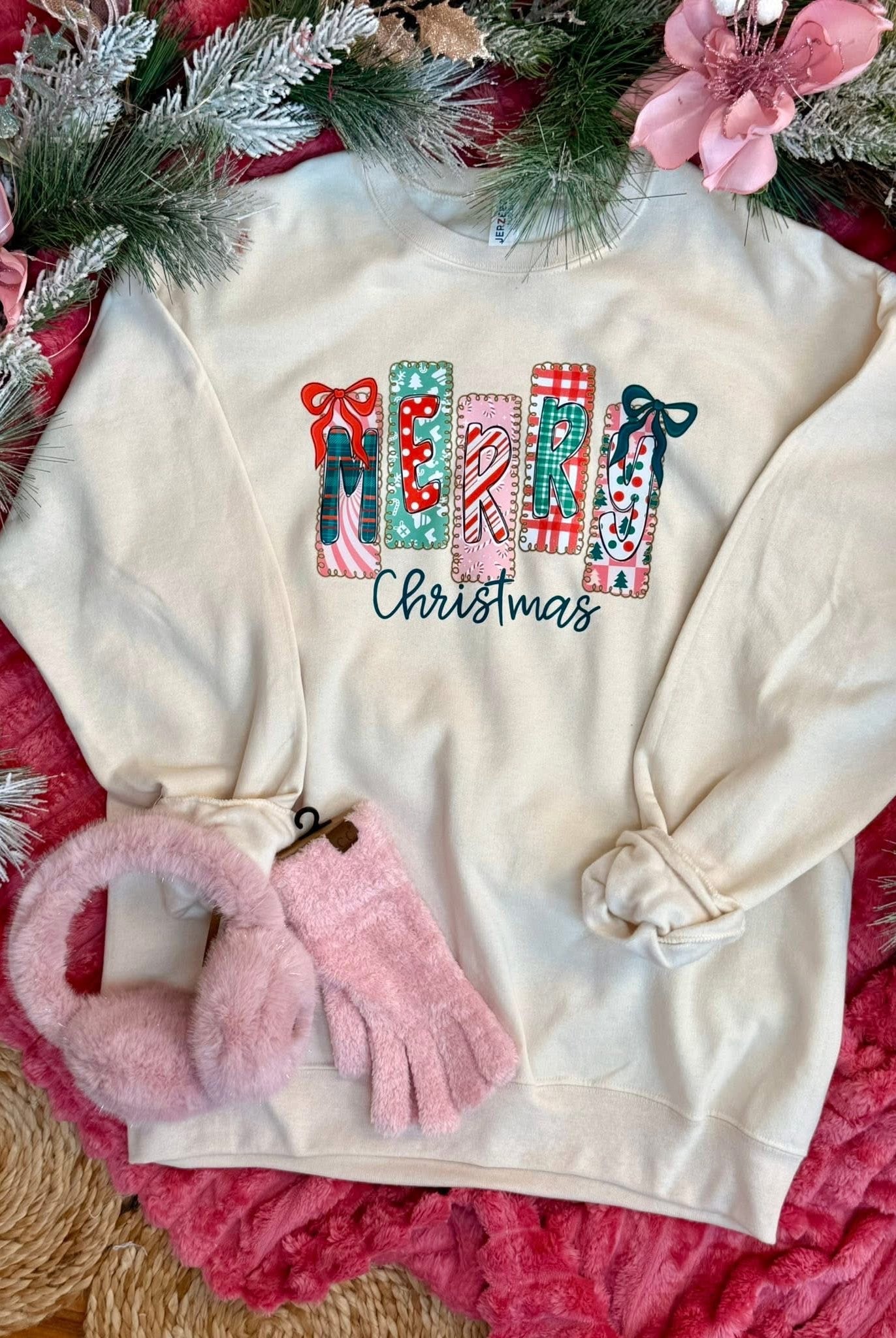 *Pre-Order* Merry Christmas Crewneck-350 Holiday-The Lovely Closet-The Lovely Closet, Women's Fashion Boutique in Alexandria, KY
