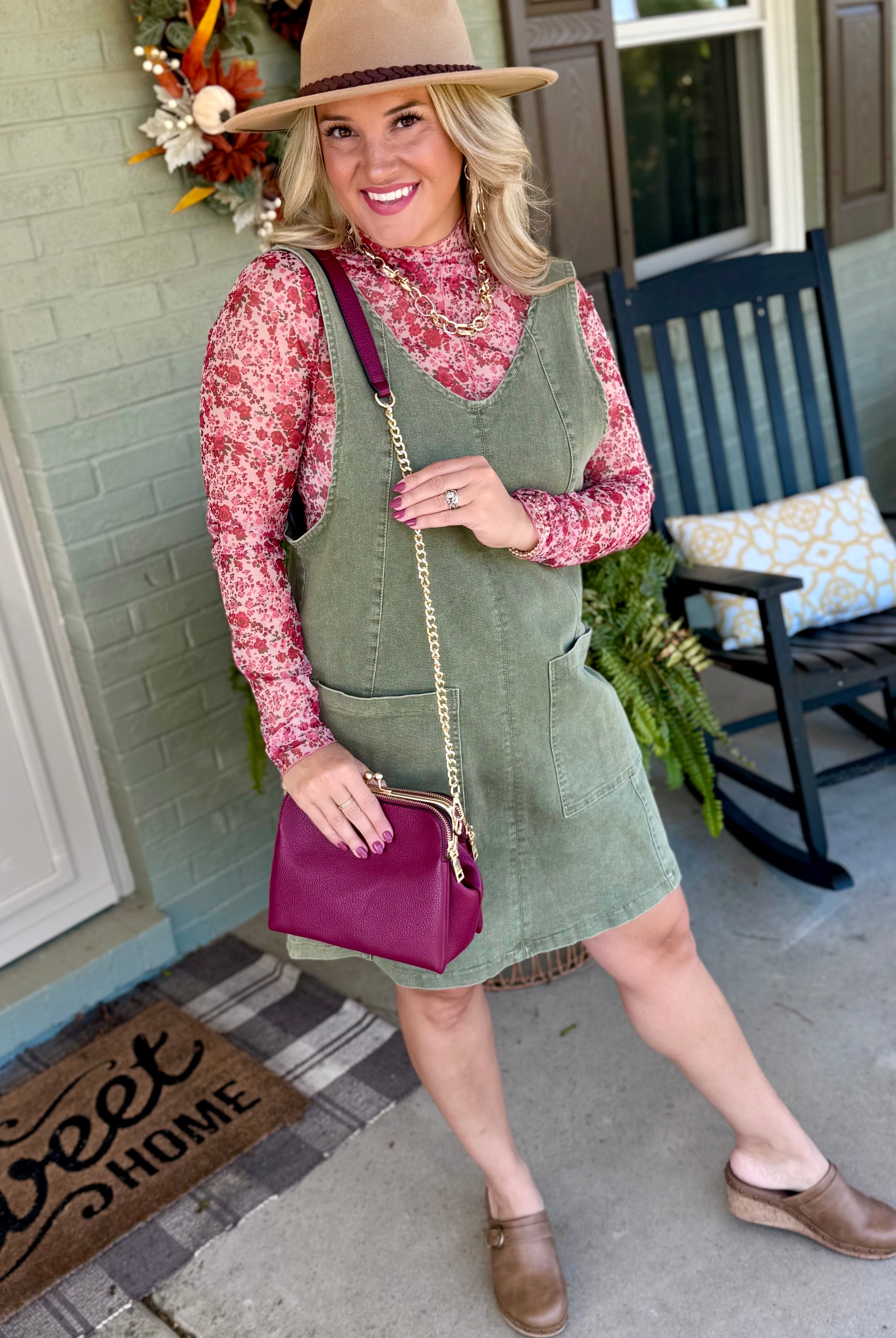 Kiva Kiss Lock Crossbody w/ Chain Strap - Merlot-290 Bag/Handbags-Jen & Co.-The Lovely Closet, Women's Fashion Boutique in Alexandria, KY