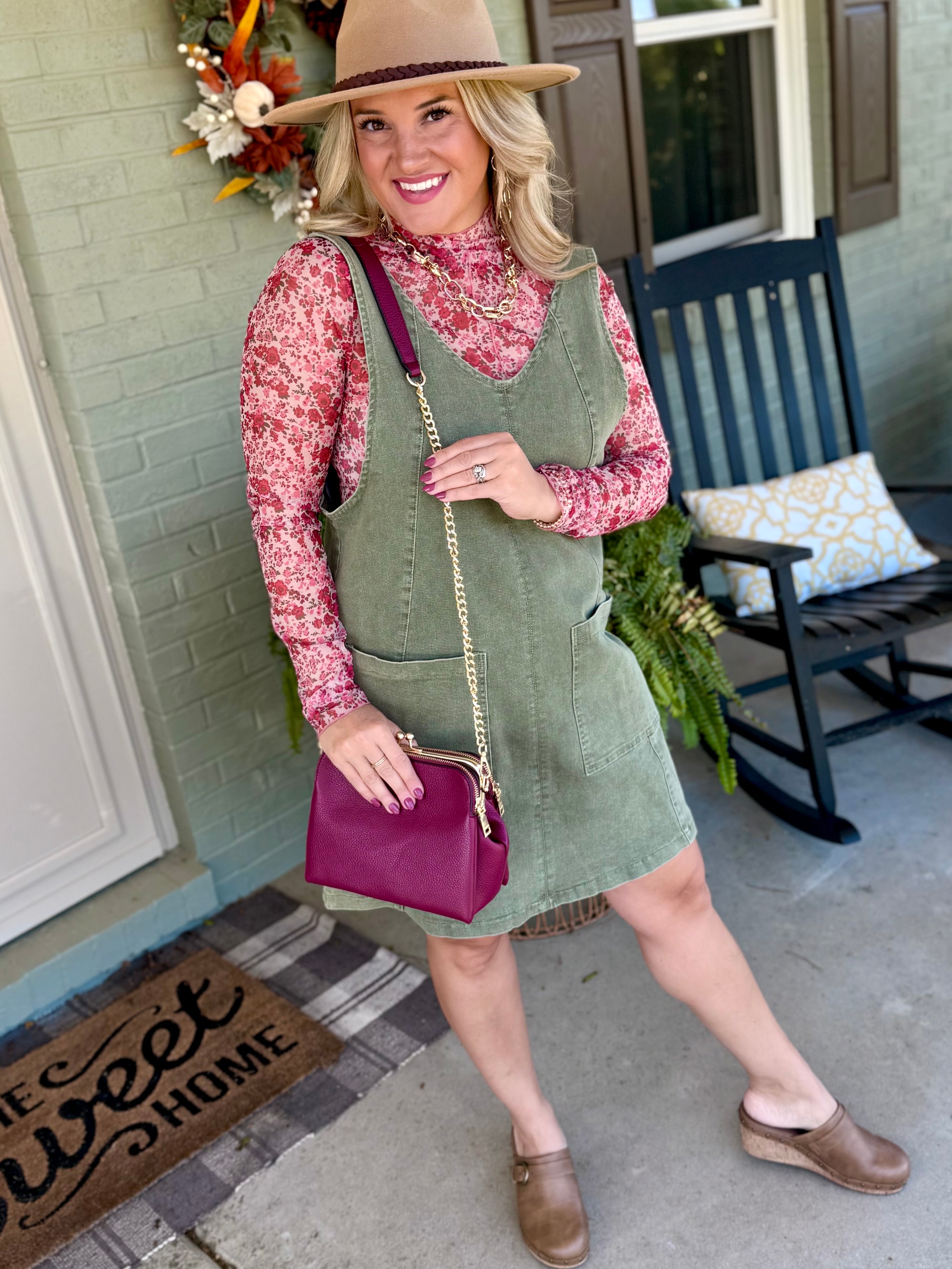 Kiva Kiss Lock Crossbody w/ Chain Strap - Merlot-290 Bag/Handbags-Jen & Co.-The Lovely Closet, Women's Fashion Boutique in Alexandria, KY