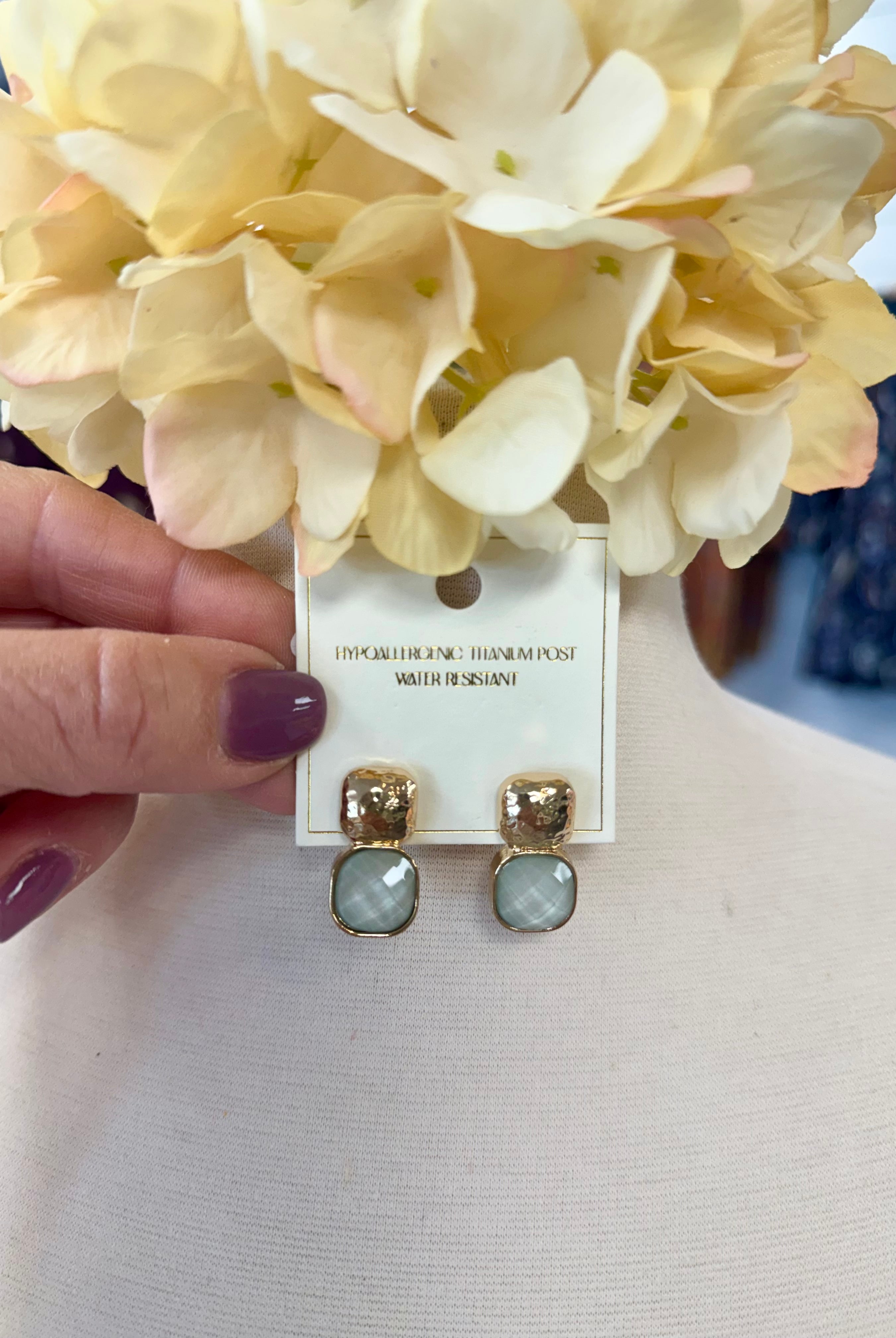 Square Faceted Post Earring-280 Accessories-Golden Stella-The Lovely Closet, Women's Fashion Boutique in Alexandria, KY