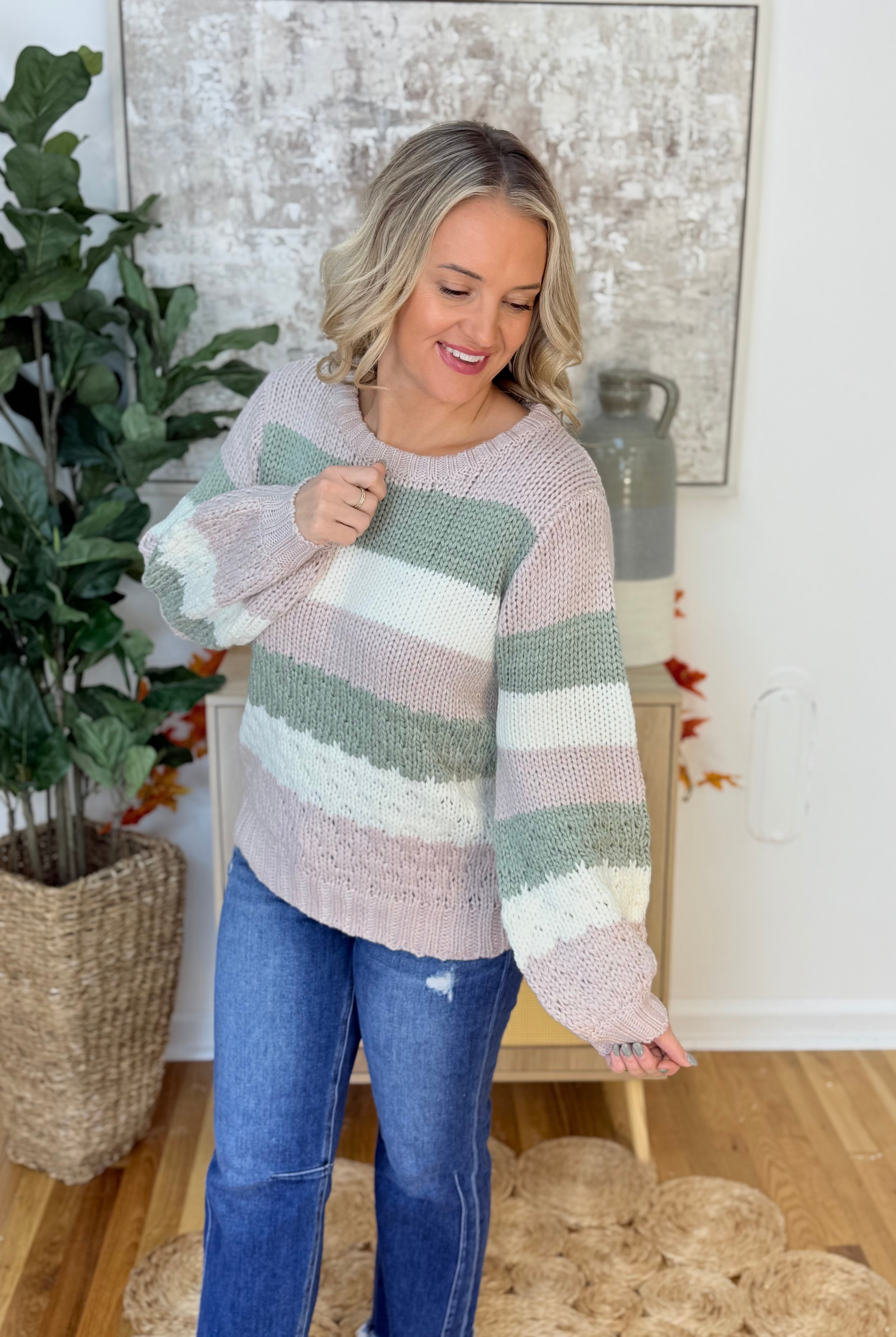 Textured Knit Colorblock Sweater-110 Long Sleeve Top-bibi-The Lovely Closet, Women's Fashion Boutique in Alexandria, KY