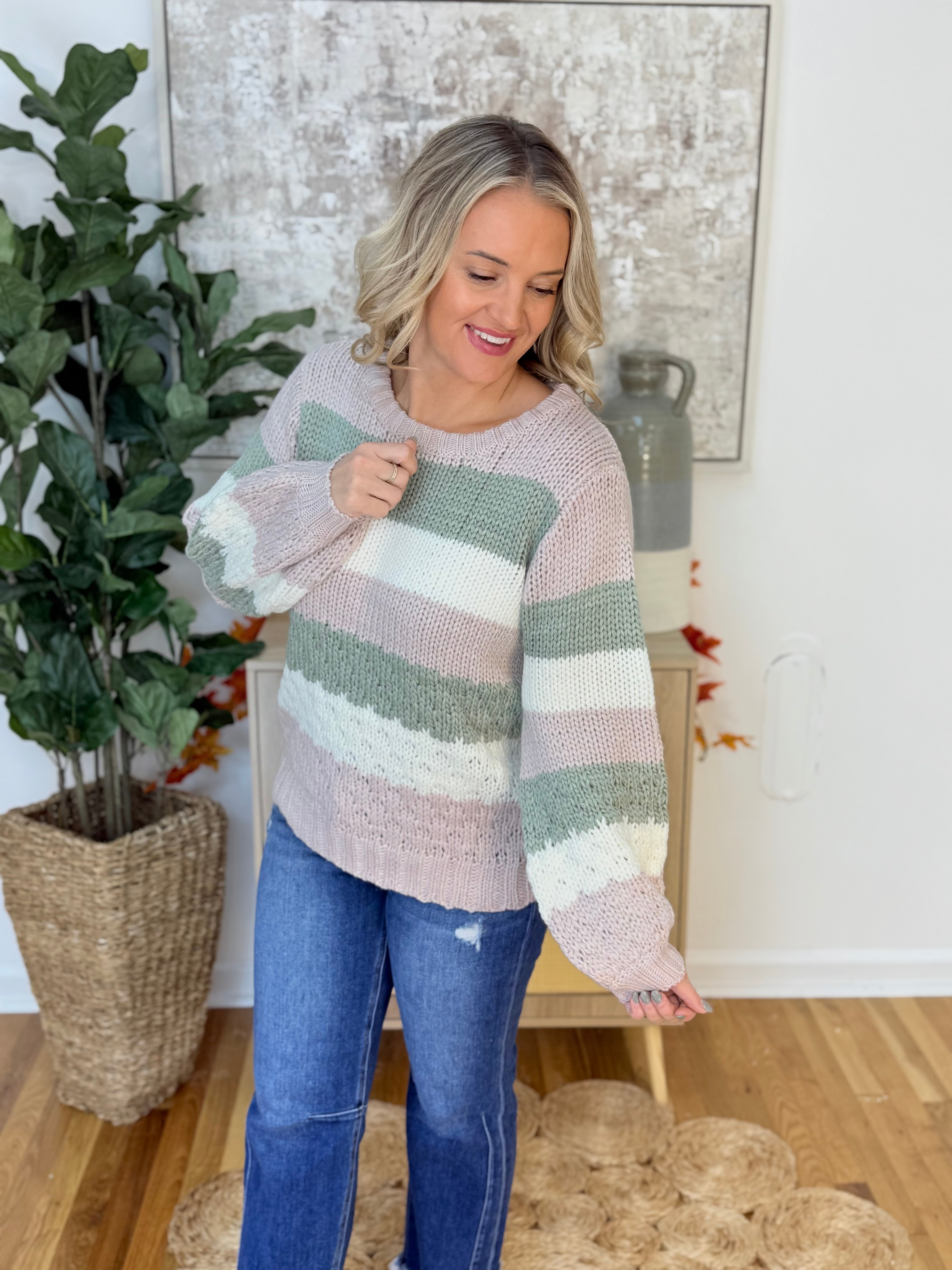 Textured Knit Colorblock Sweater-110 Long Sleeve Top-bibi-The Lovely Closet, Women's Fashion Boutique in Alexandria, KY