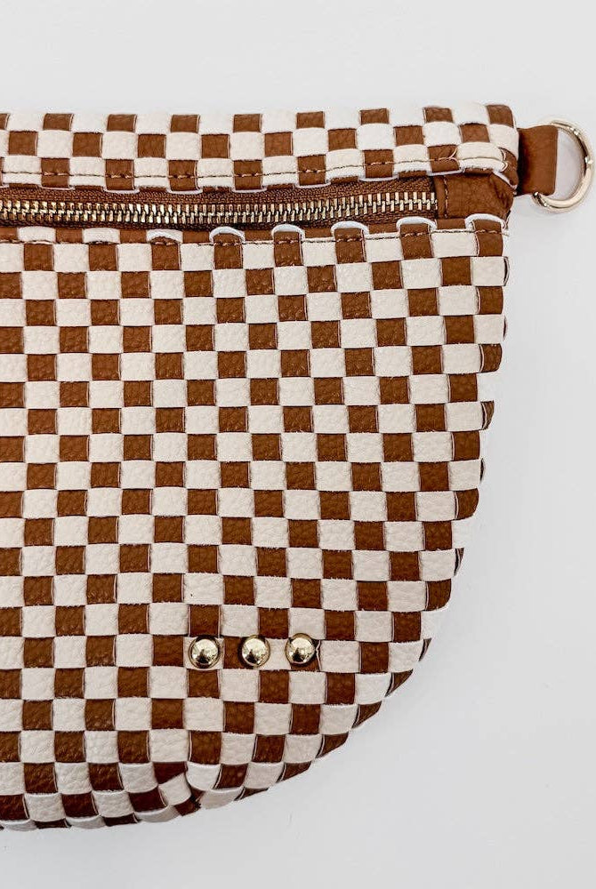 Westlyn Woven Bum Bag - Checkered Brown-290 Bag/Handbags-Pretty Simple-The Lovely Closet, Women's Fashion Boutique in Alexandria, KY
