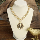 Chunky Chain & Hammered Disc Necklace - Gold-250 Jewelry-PennyLine inc-The Lovely Closet, Women's Fashion Boutique in Alexandria, KY