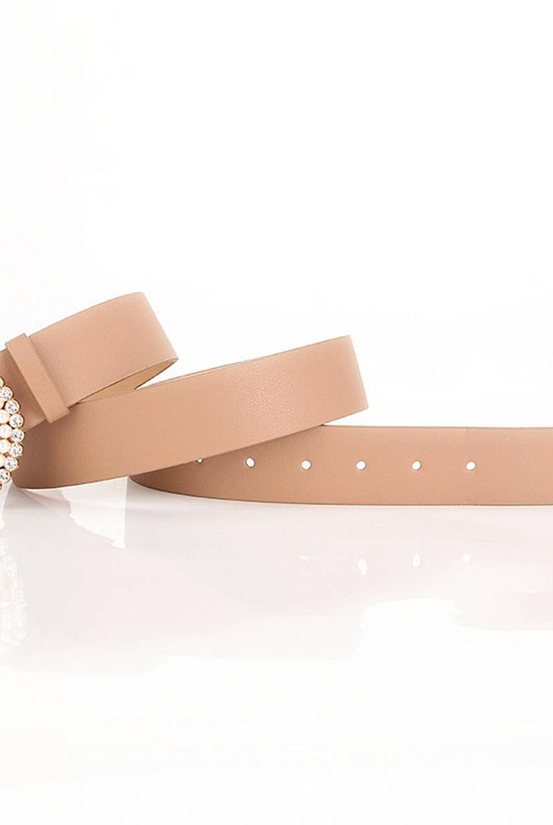 Rhinestone & Pearl Buckle Belt - White-280 Accessories-ACCITY-The Lovely Closet, Women's Fashion Boutique in Alexandria, KY